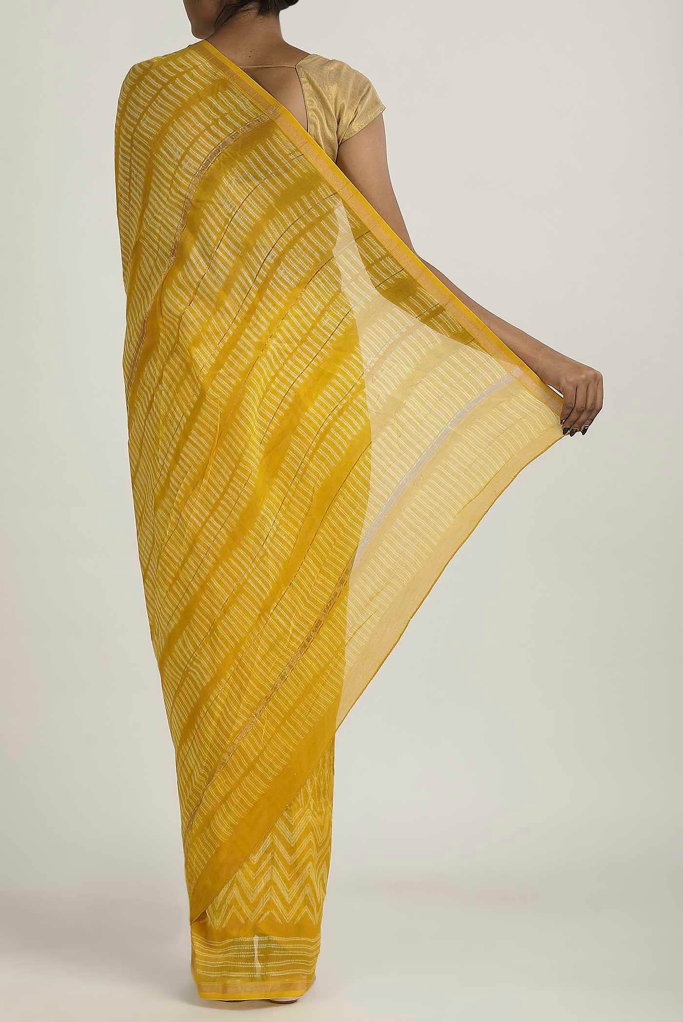 Yellow Chanderi Silk Cotton Saree