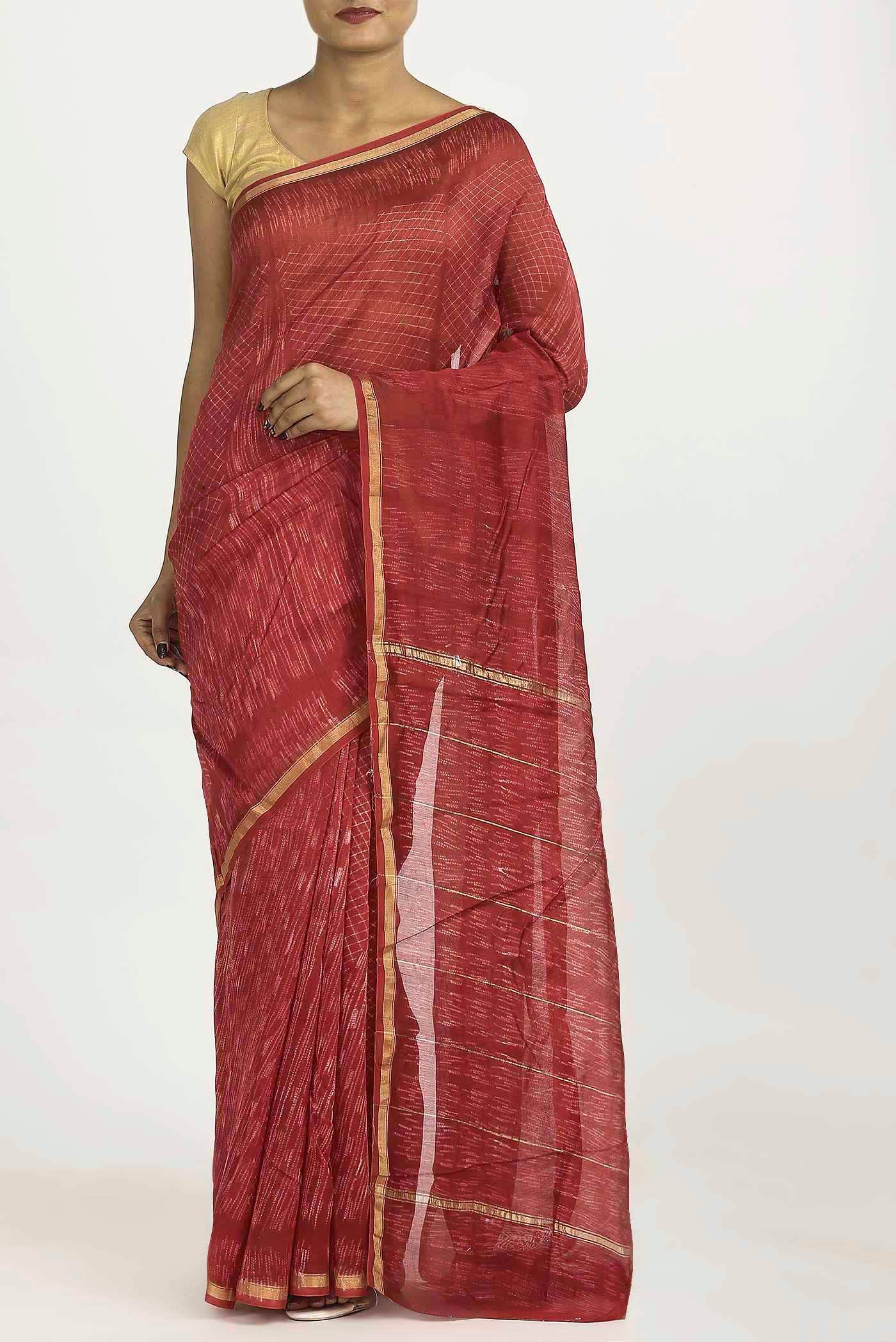 Red Chanderi Silk Cotton Saree