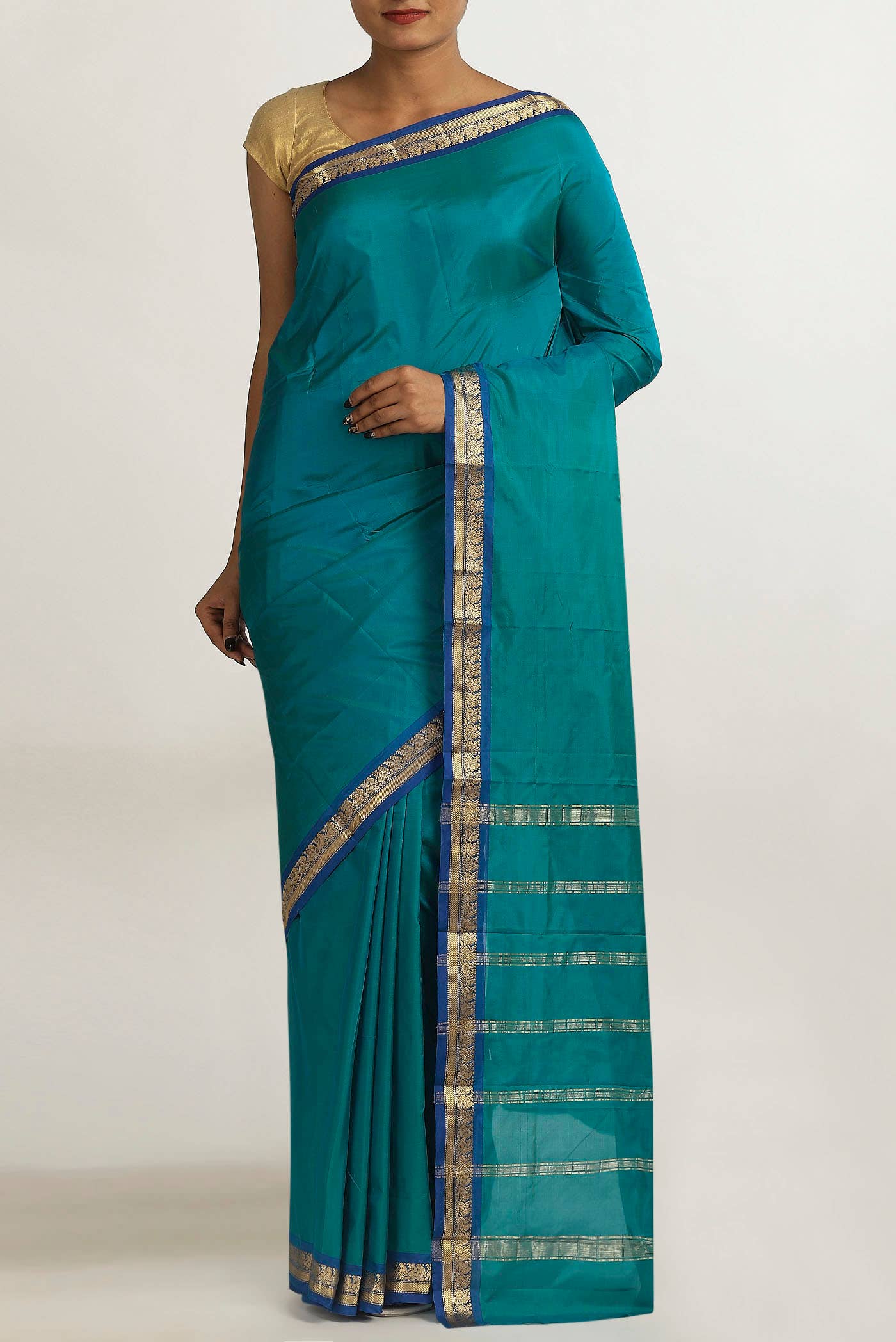 Blue Blended Bangalore Silk Saree