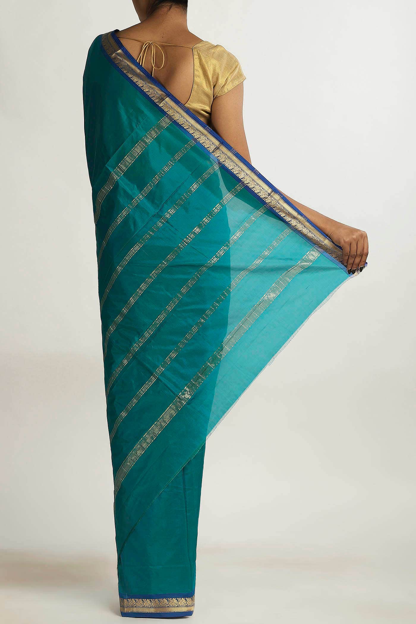 Blue Blended Bangalore Silk Saree