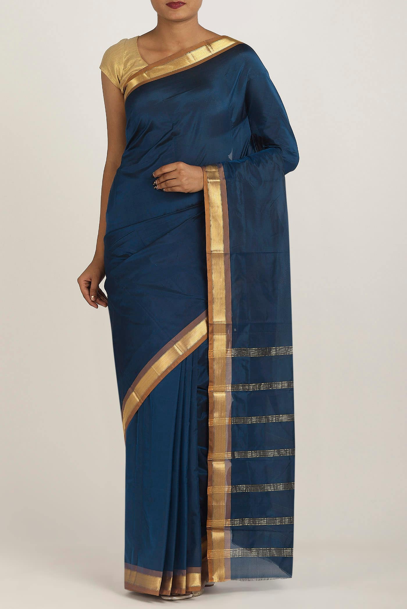 Blue Blended Bangalore Silk Saree
