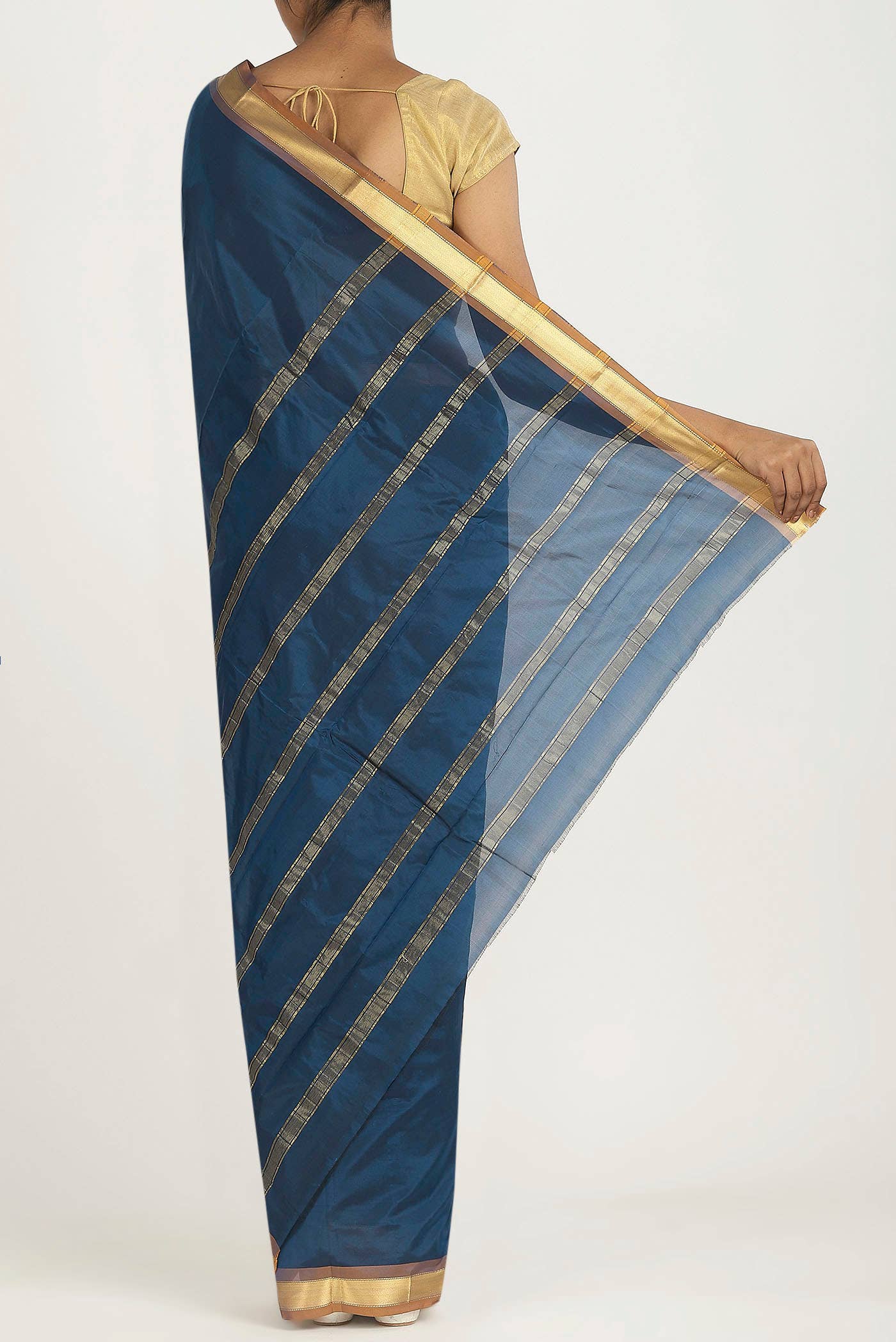 Blue Blended Bangalore Silk Saree
