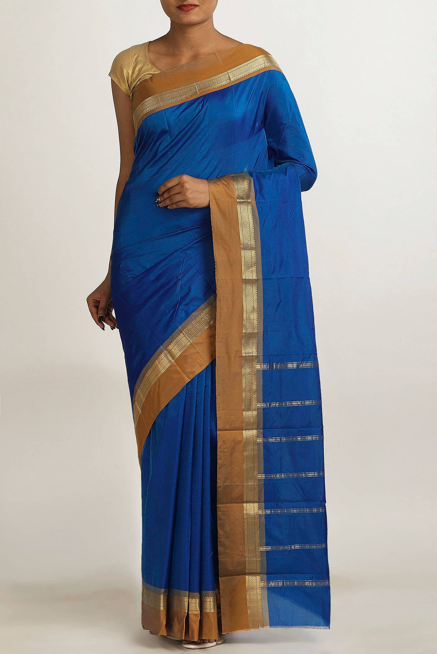 Blue Blended Bangalore Silk Saree