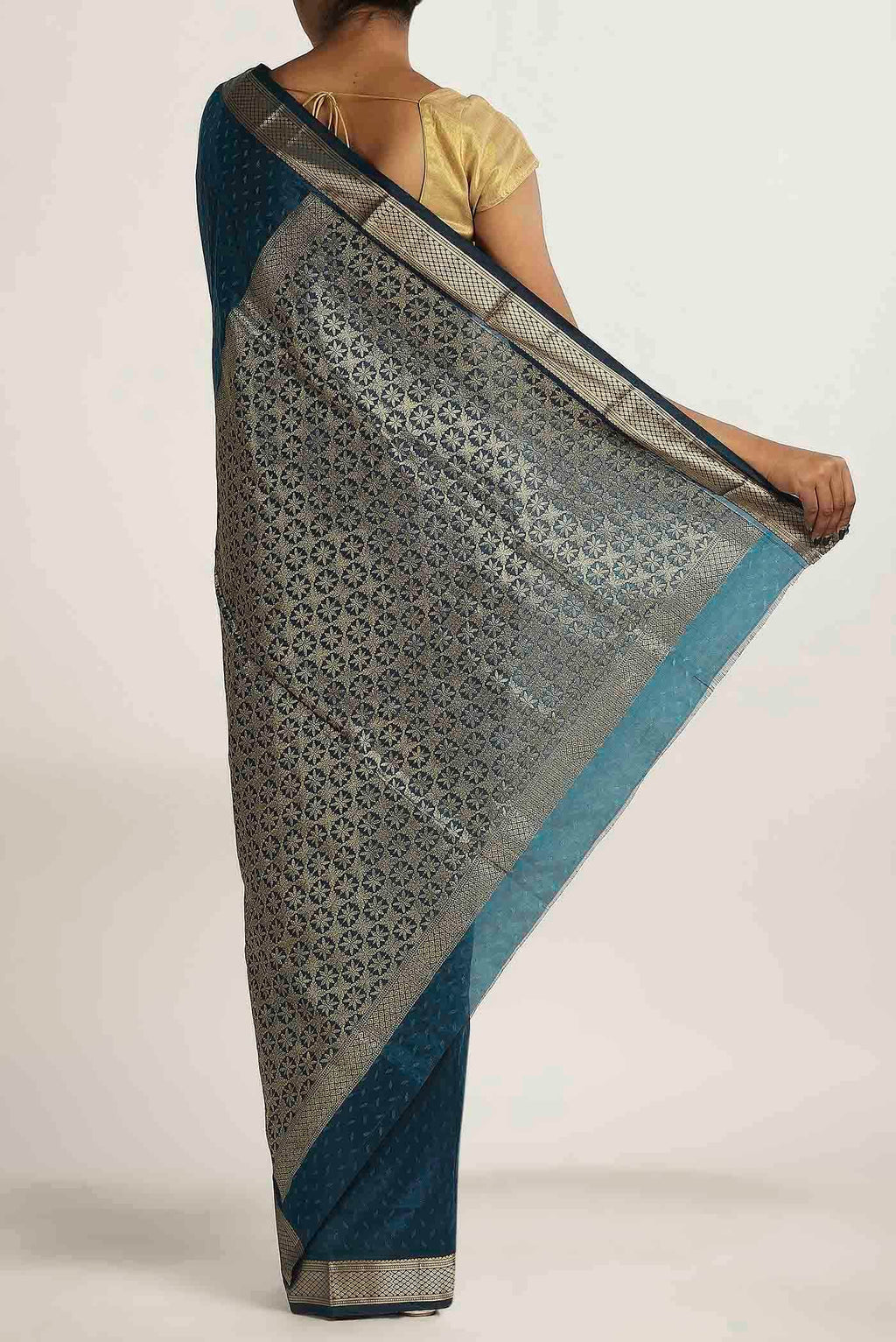 Blue Blended Bangalore Silk Saree