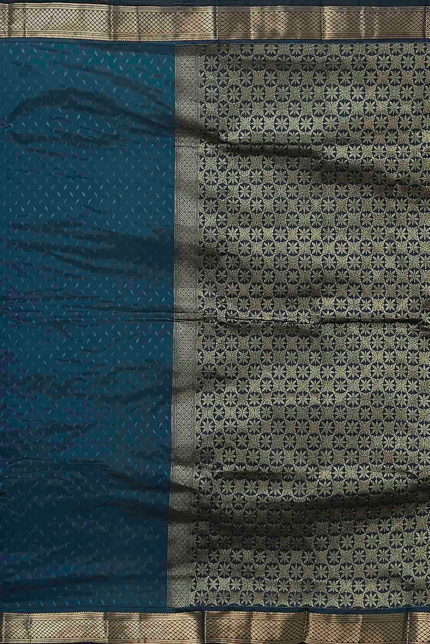 Blue Blended Bangalore Silk Saree