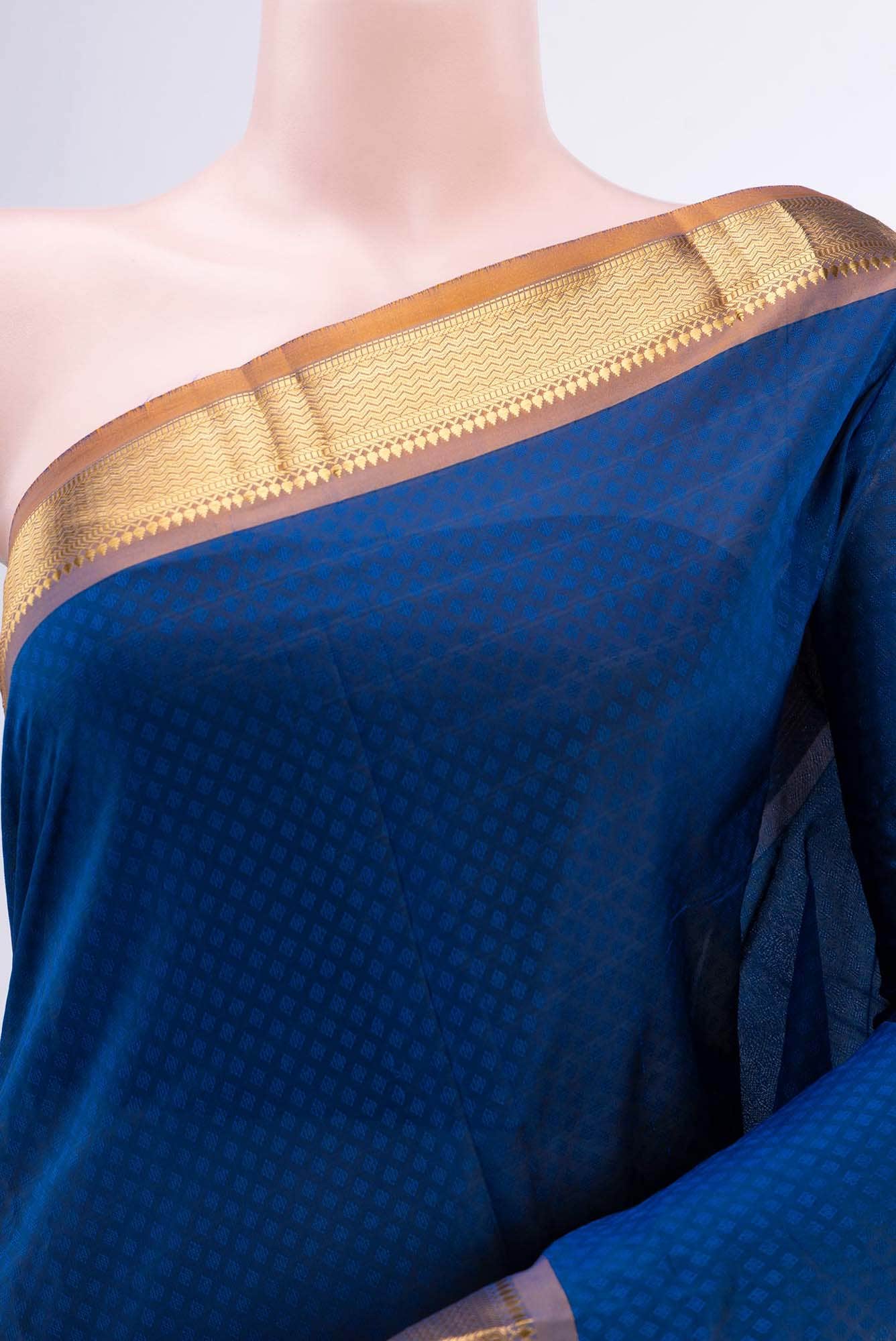 Blue Blended Bangalore Silk Saree