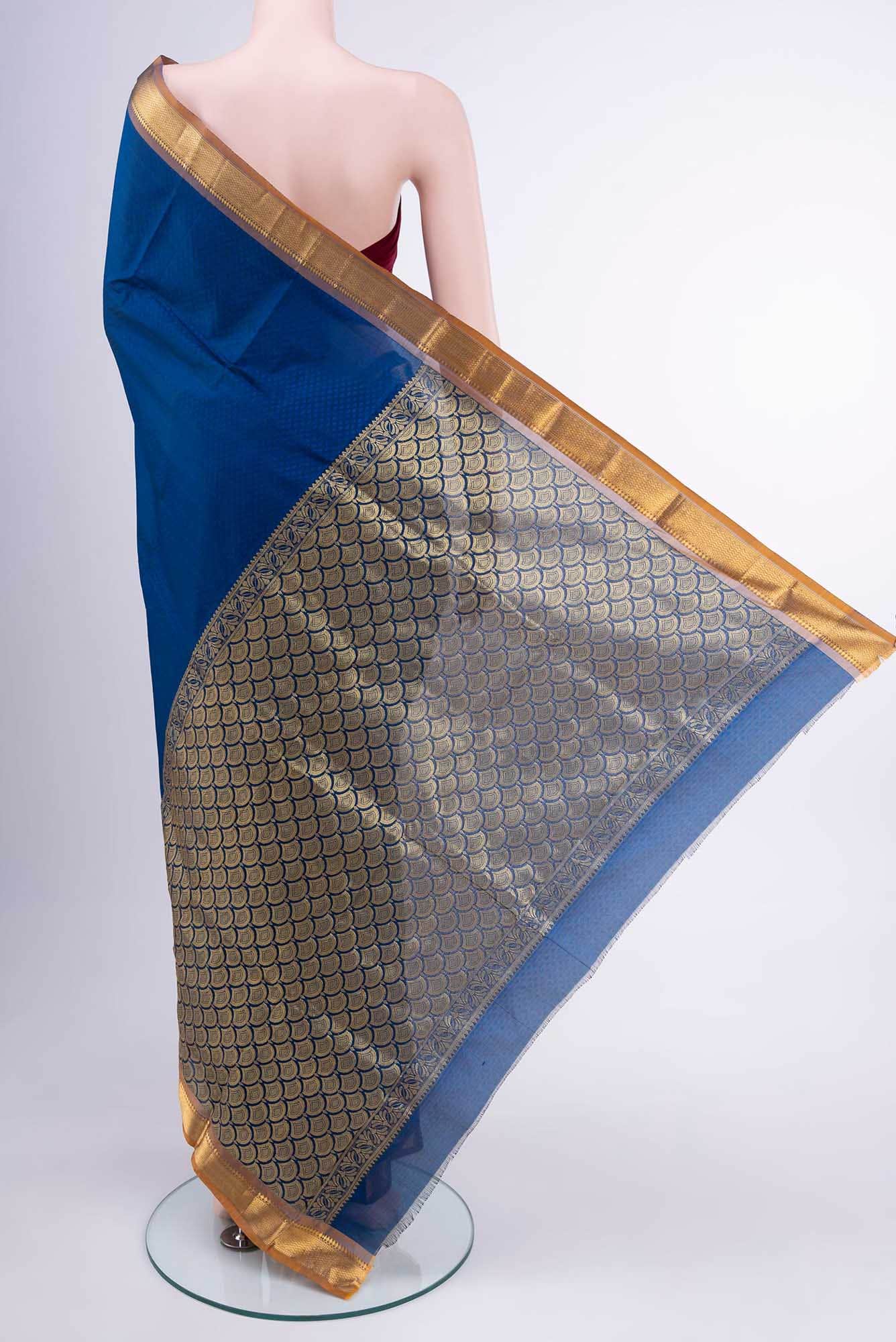 Blue Blended Bangalore Silk Saree