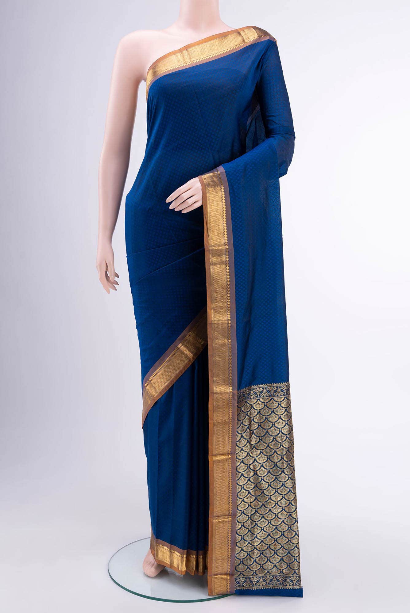 Blue Blended Bangalore Silk Saree