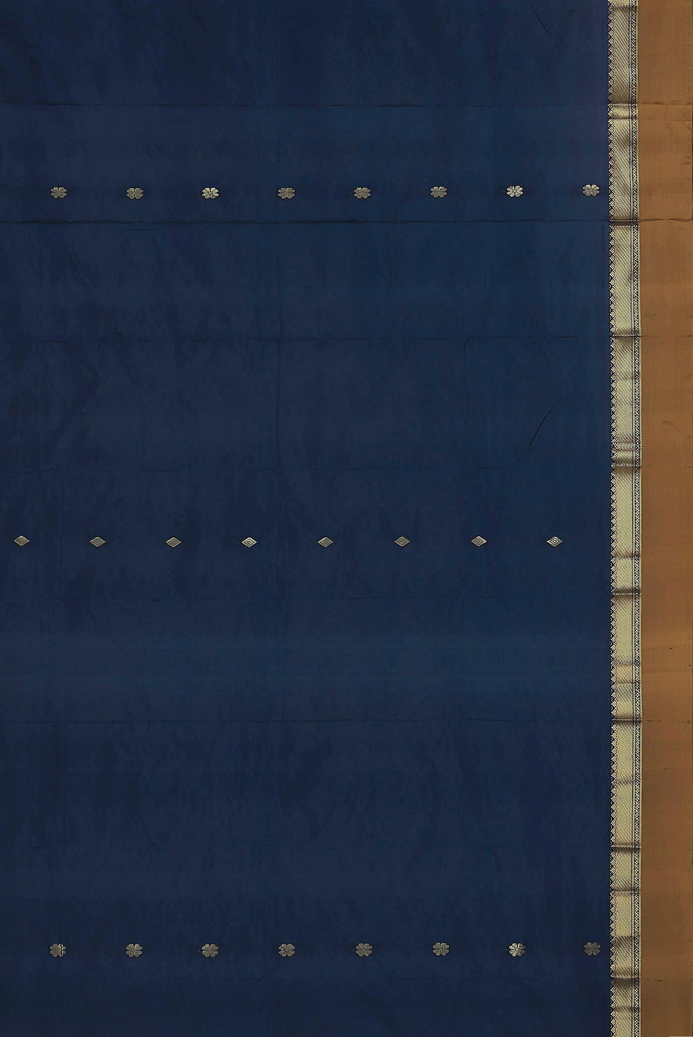 Blue Blended Printed Silk Saree