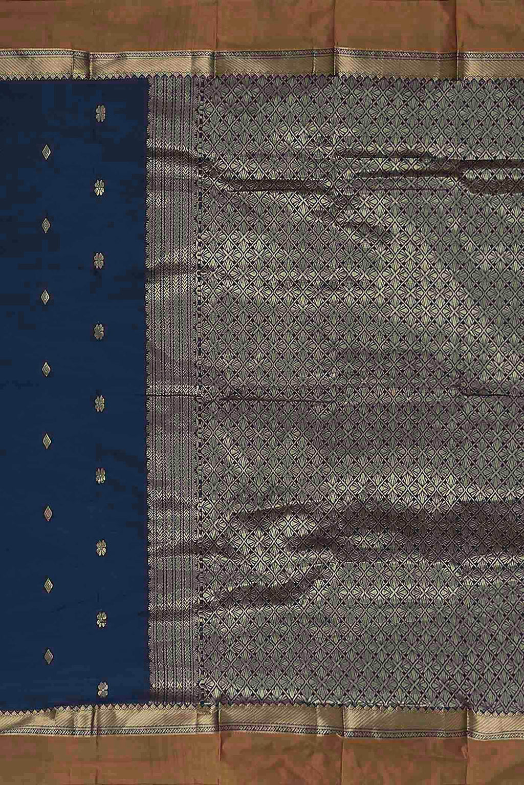 Blue Blended Printed Silk Saree