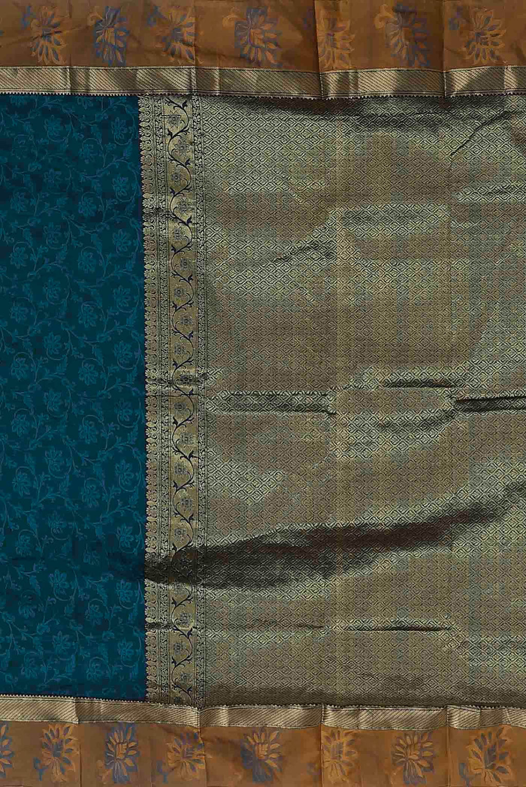 Blue Blended Printed Silk Saree