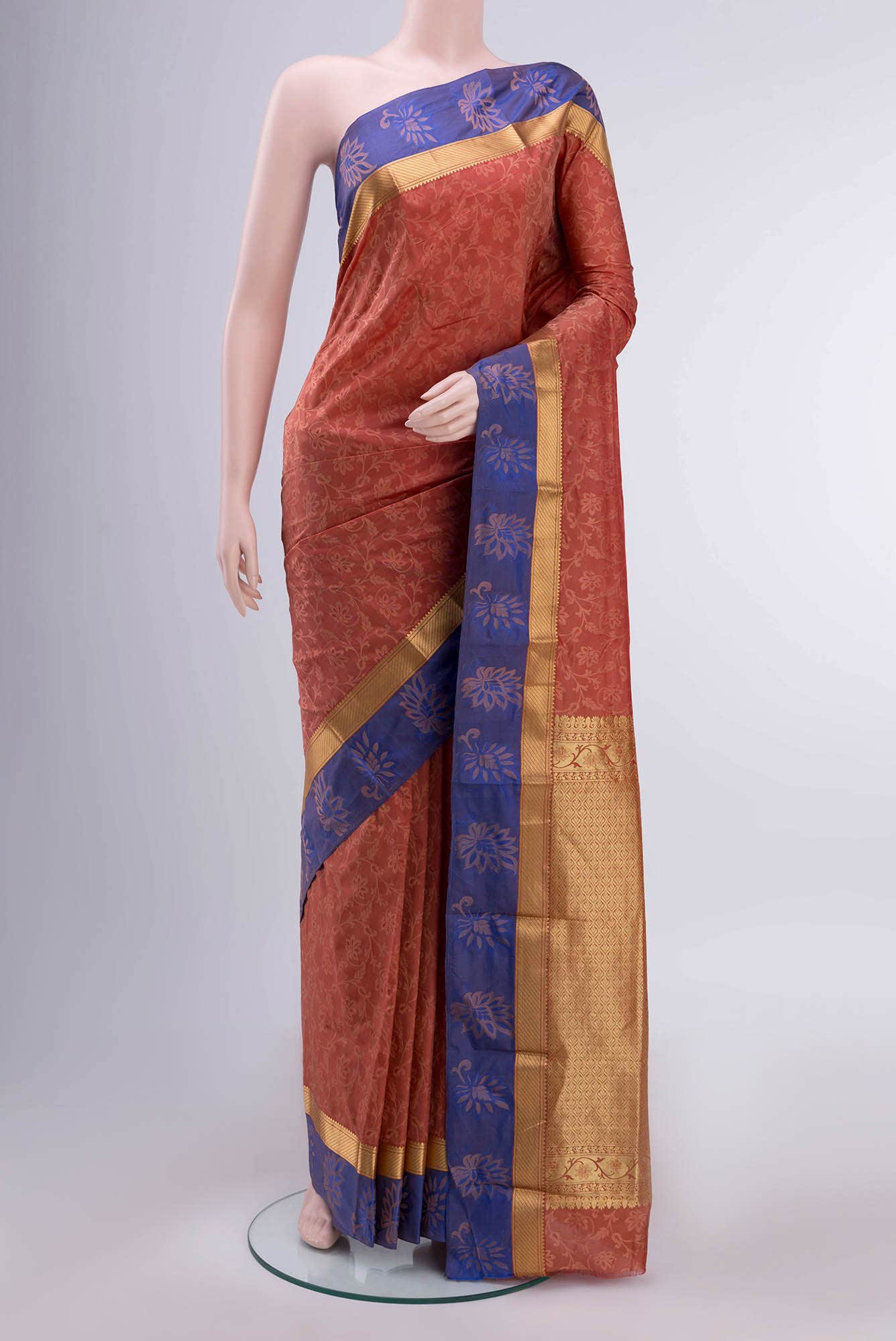 Rust Blended Bangalore Silk Saree