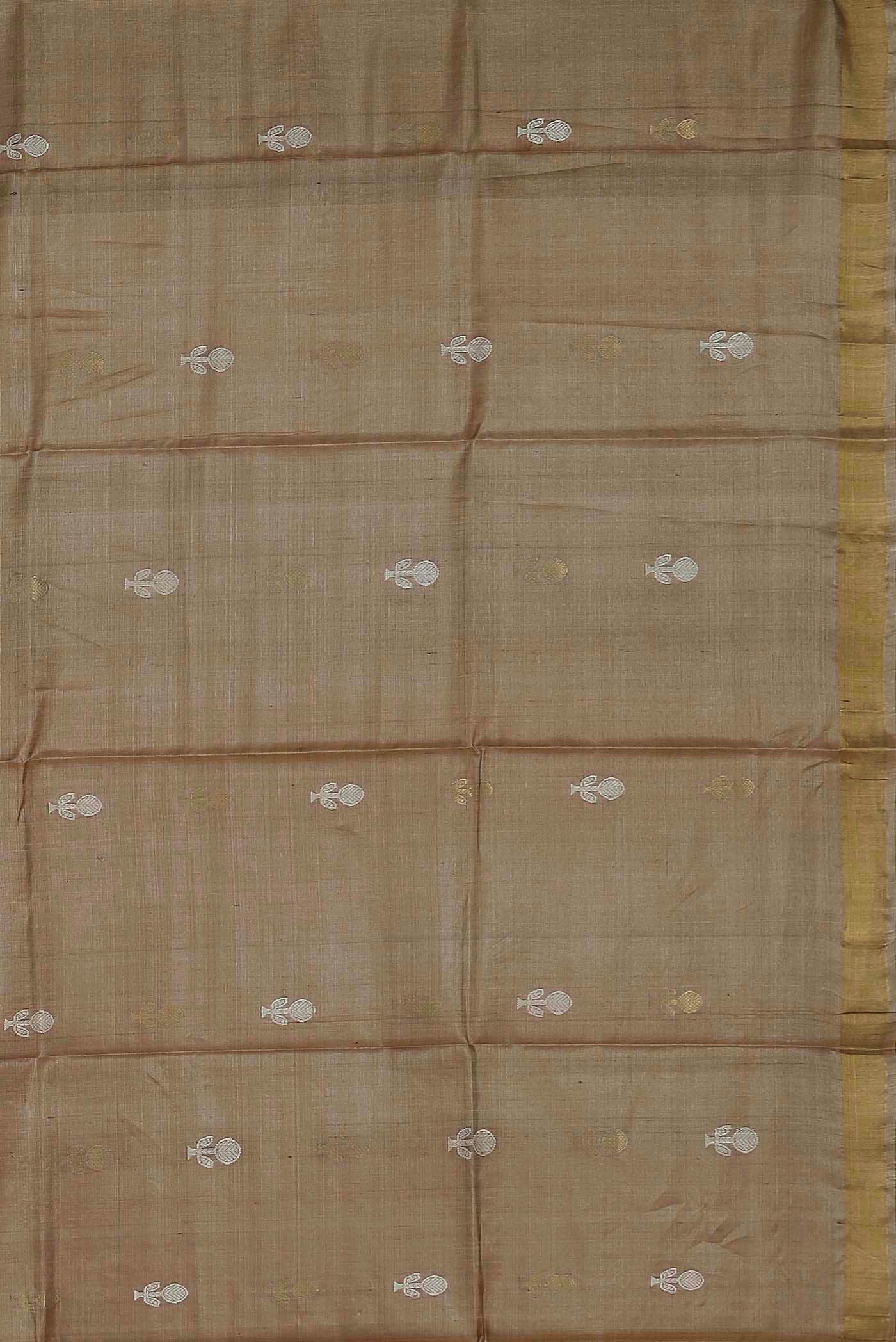 Beige Bhagalpuri Tussar Silk Saree