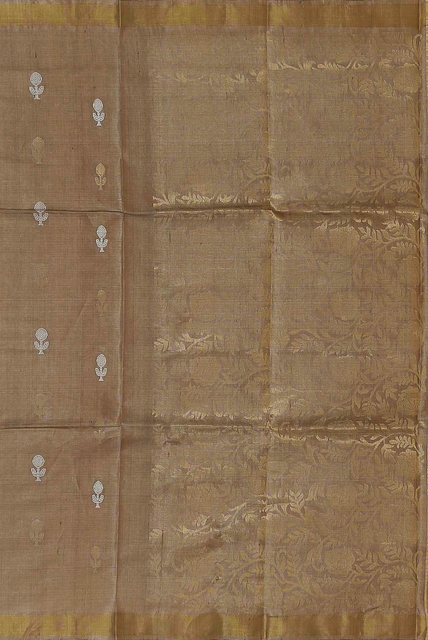 Beige Bhagalpuri Tussar Silk Saree