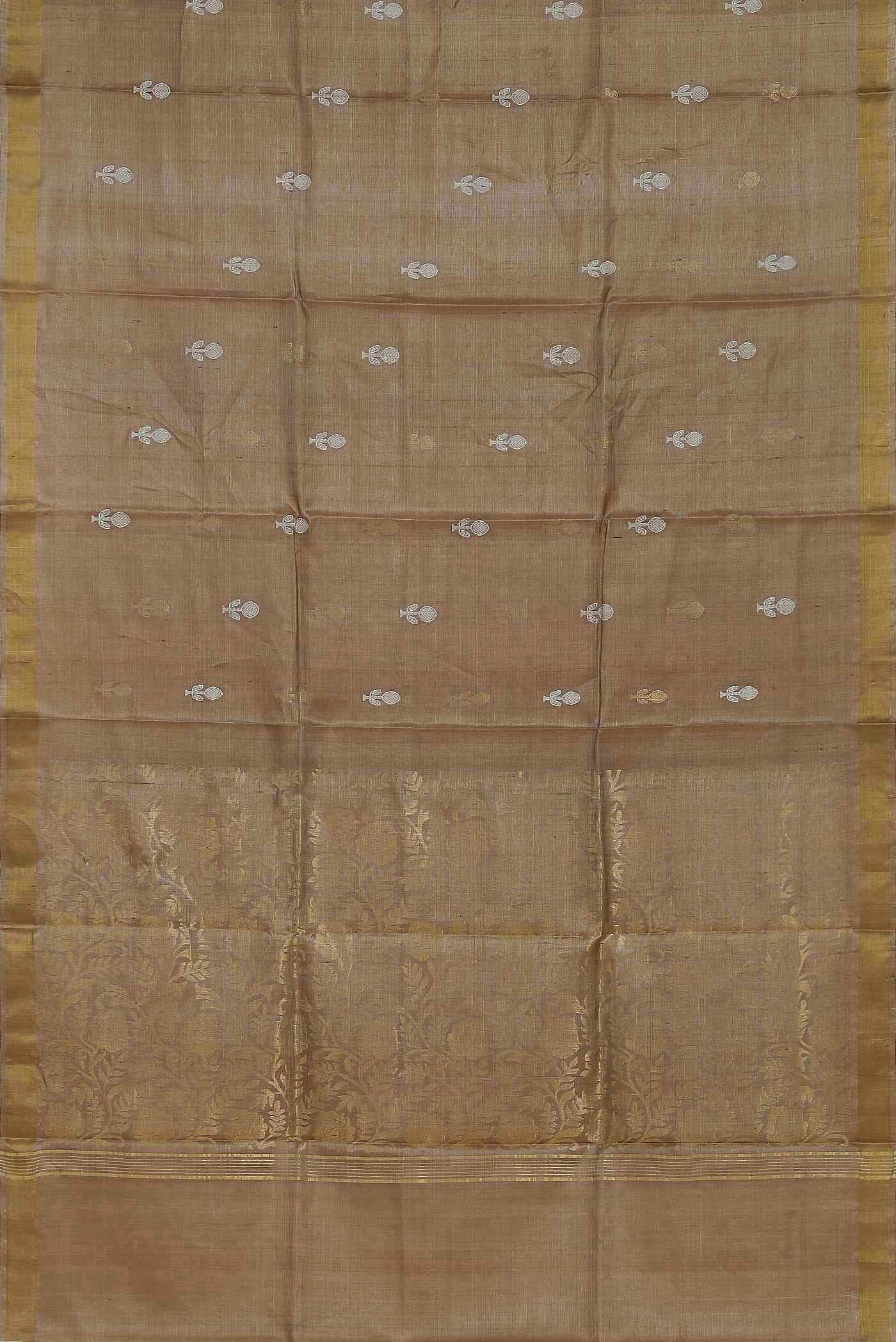Beige Bhagalpuri Tussar Silk Saree