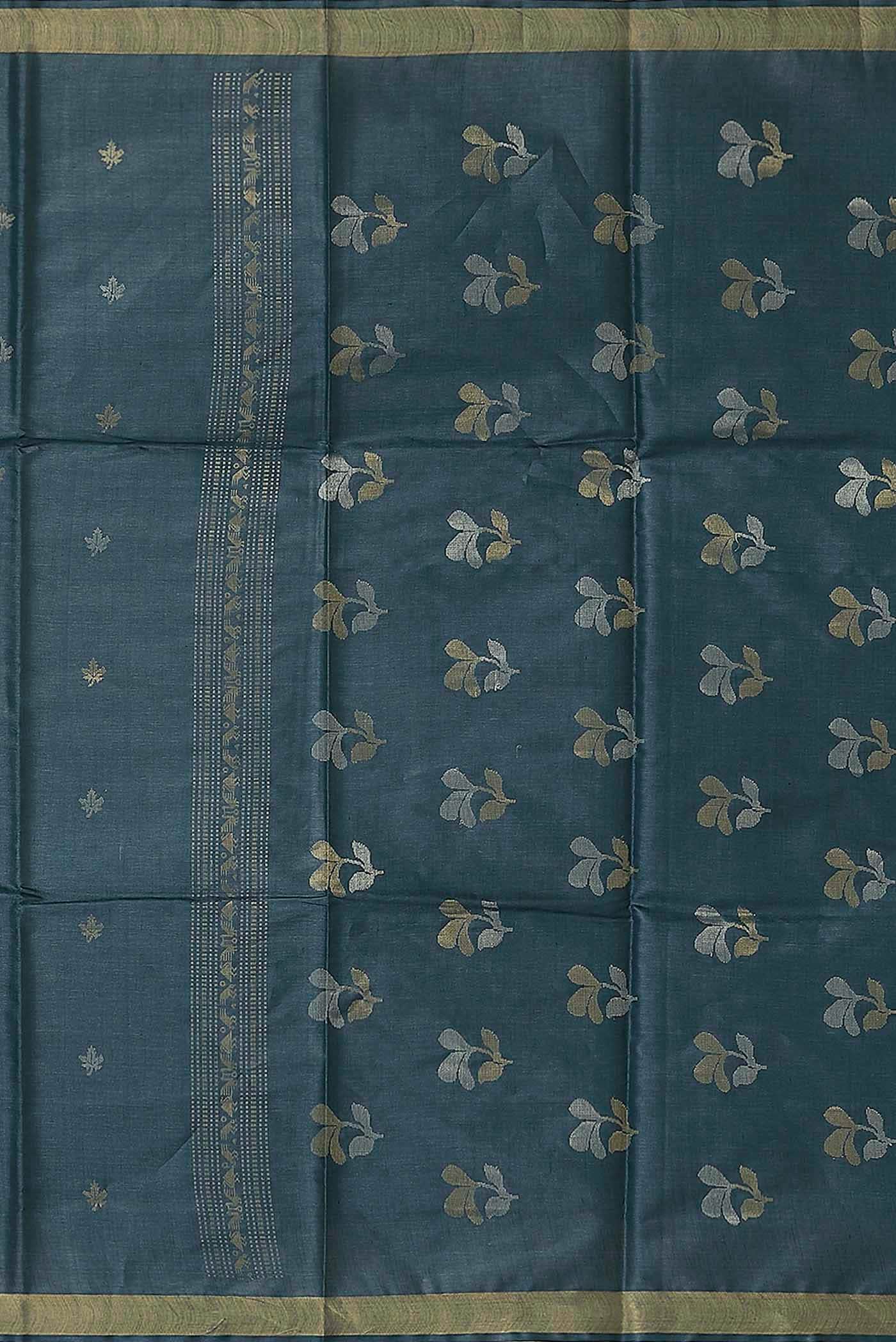 Blue Bhagalpuri Tussar Silk Saree