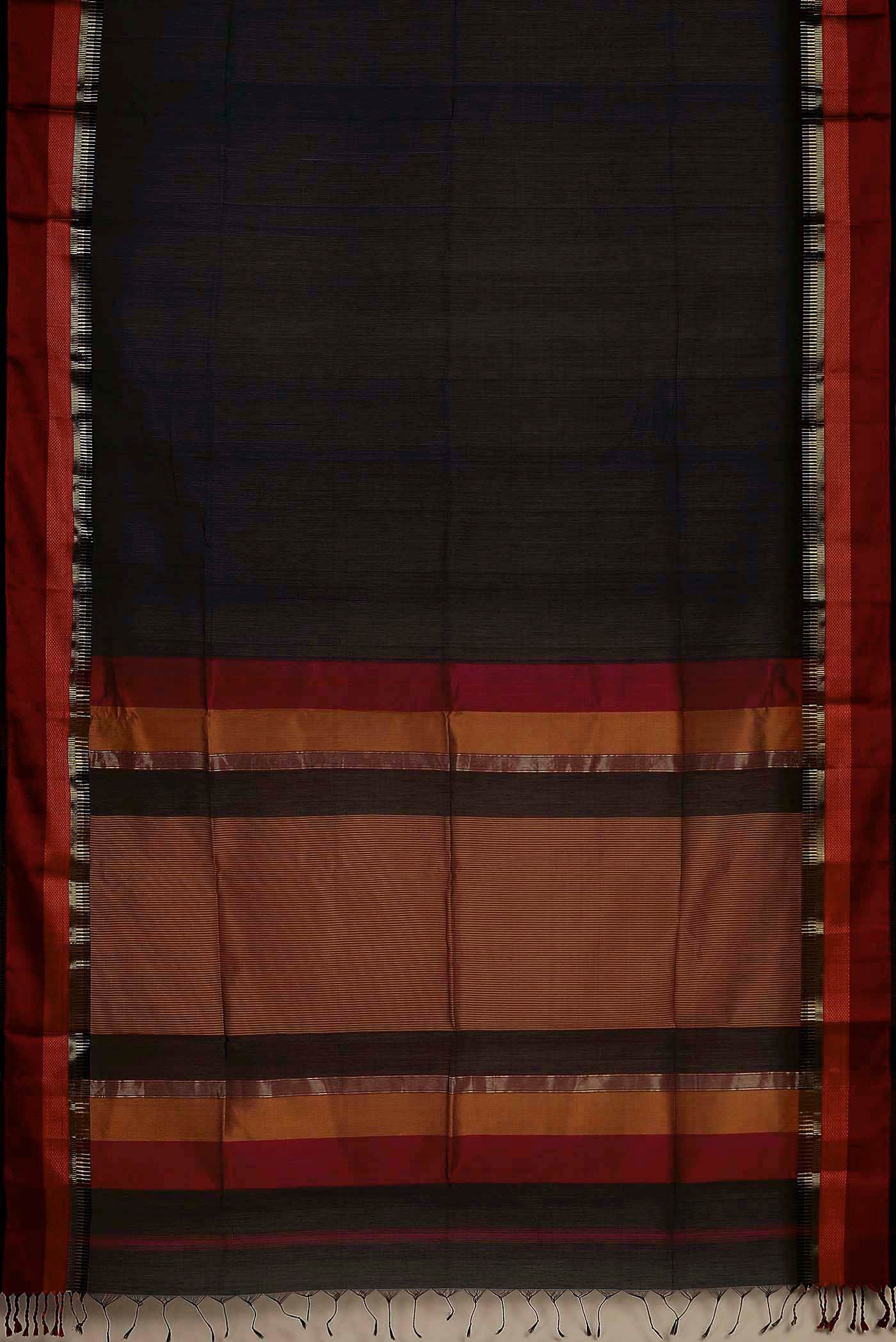 Black Maheshwari Silk Cotton Saree