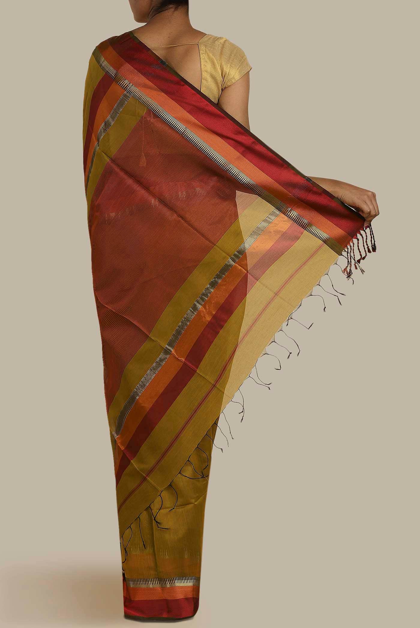 Mustard Maheshwari Silk Cotton Saree