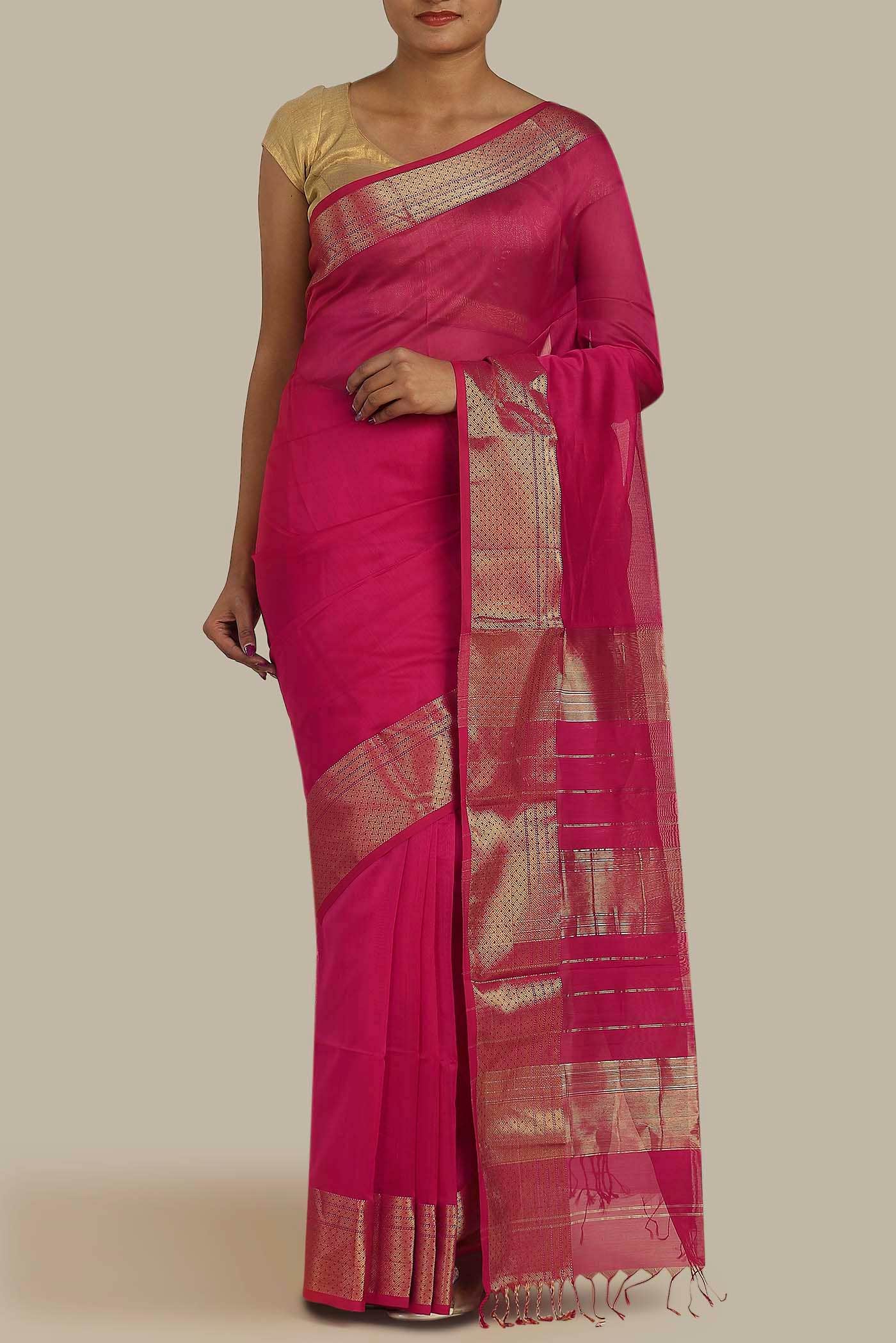 Green Maheshwari Silk Cotton Saree