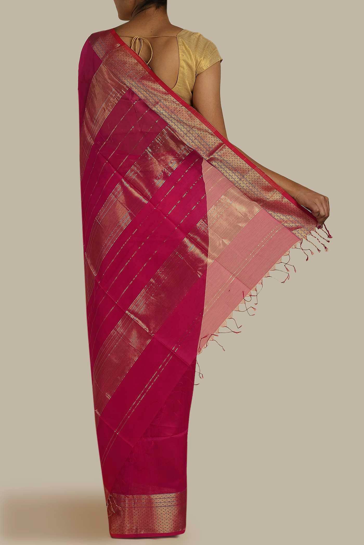 Green Maheshwari Silk Cotton Saree