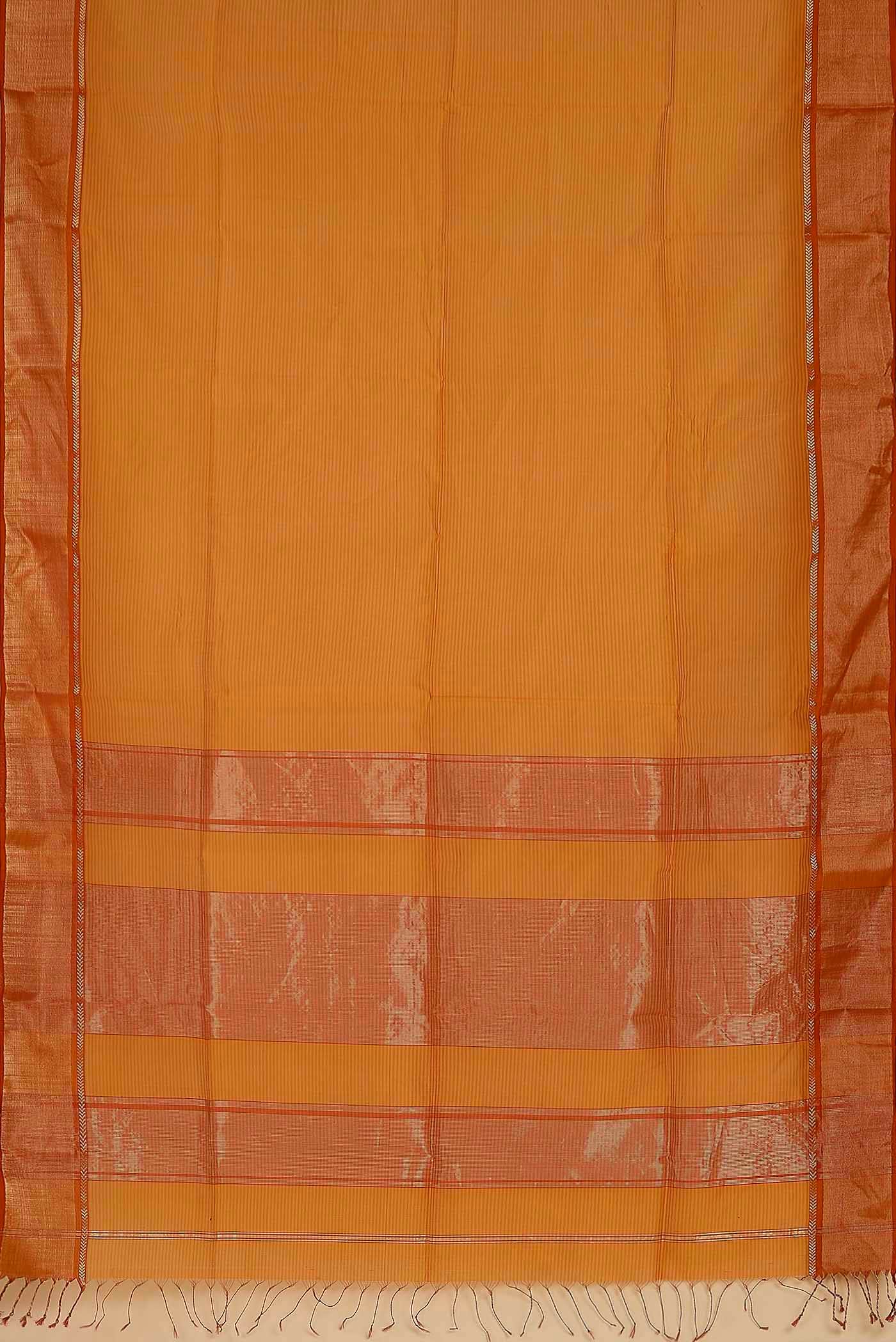 Orange Maheshwari Silk Cotton Saree