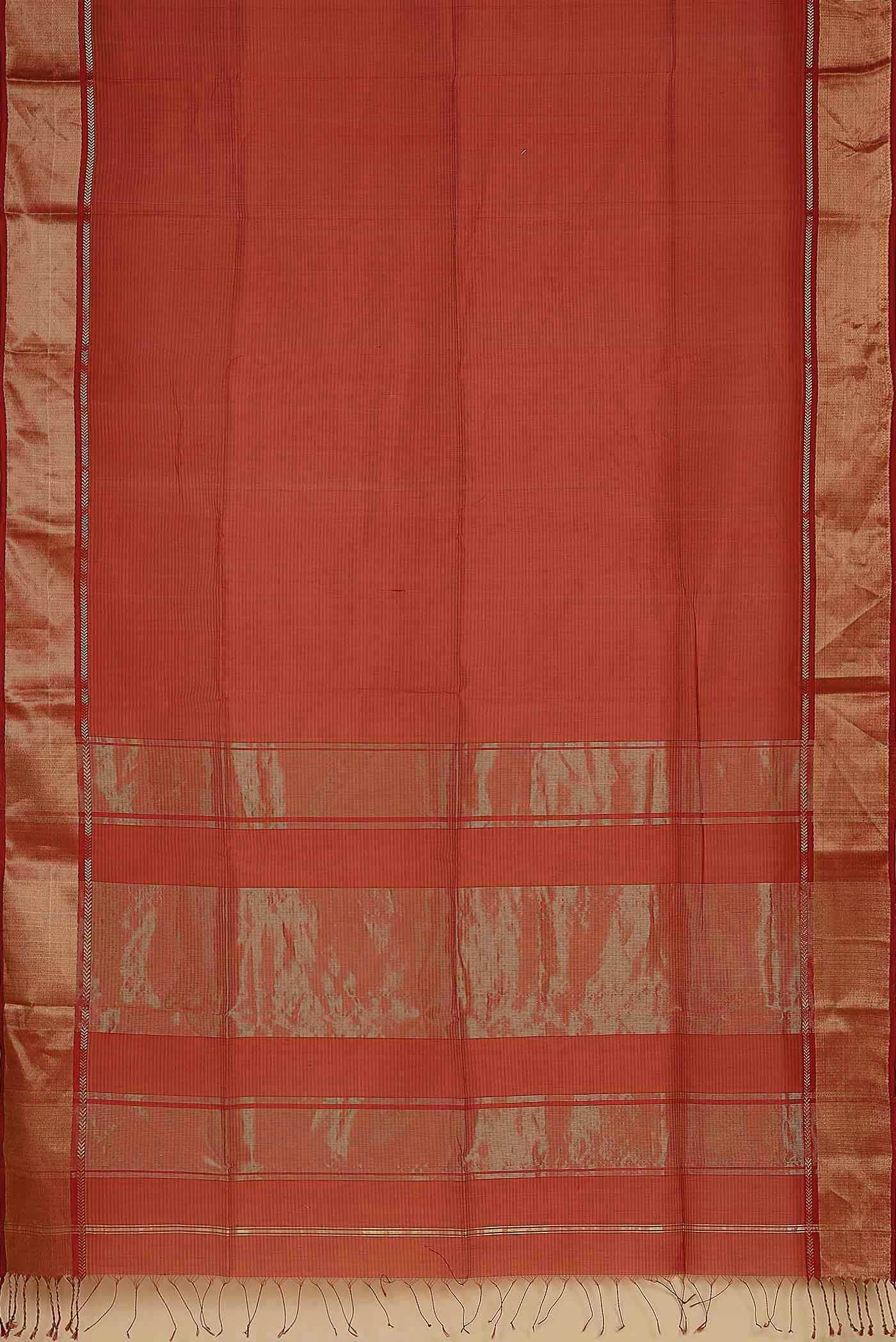 Red Maheshwari Silk Cotton Saree