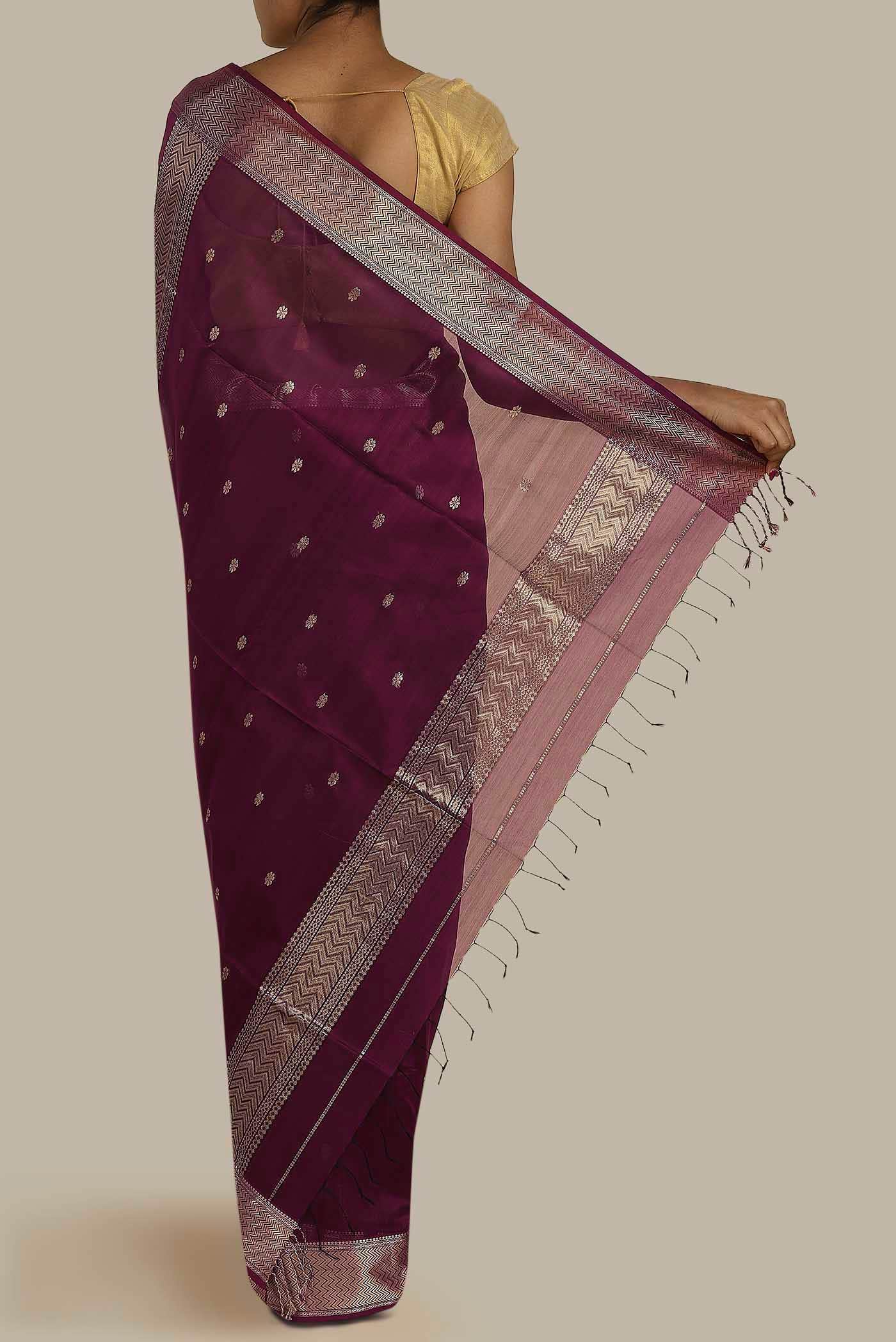 Purple Maheshwari Silk Cotton Saree