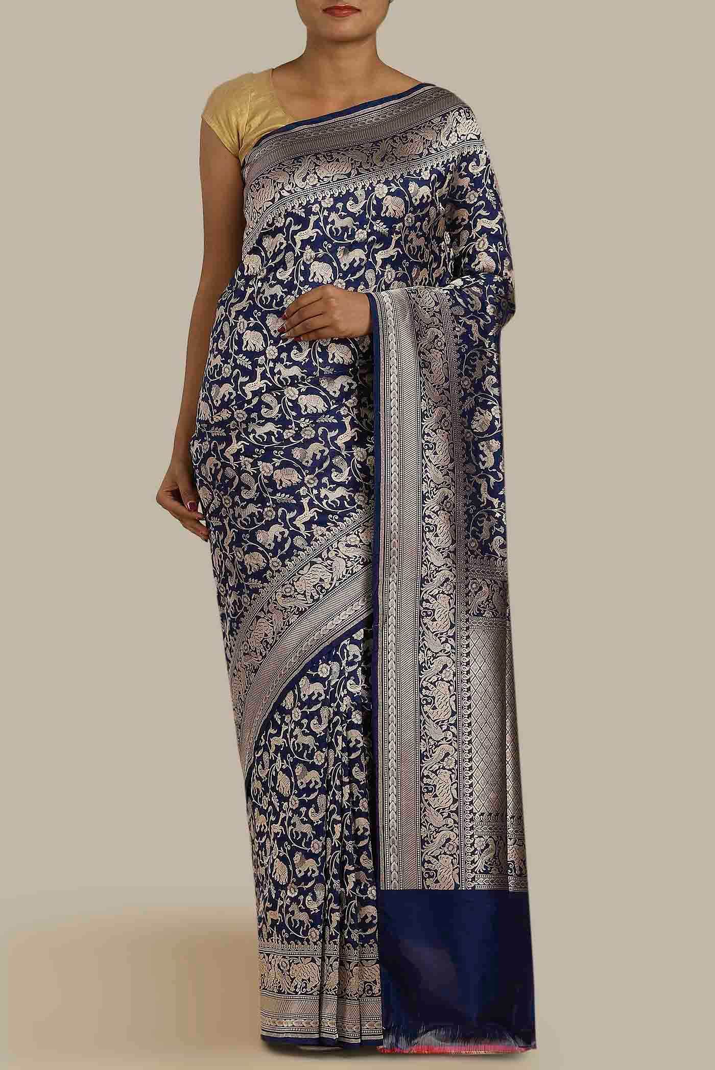 Blue Banarasi Silk Saree