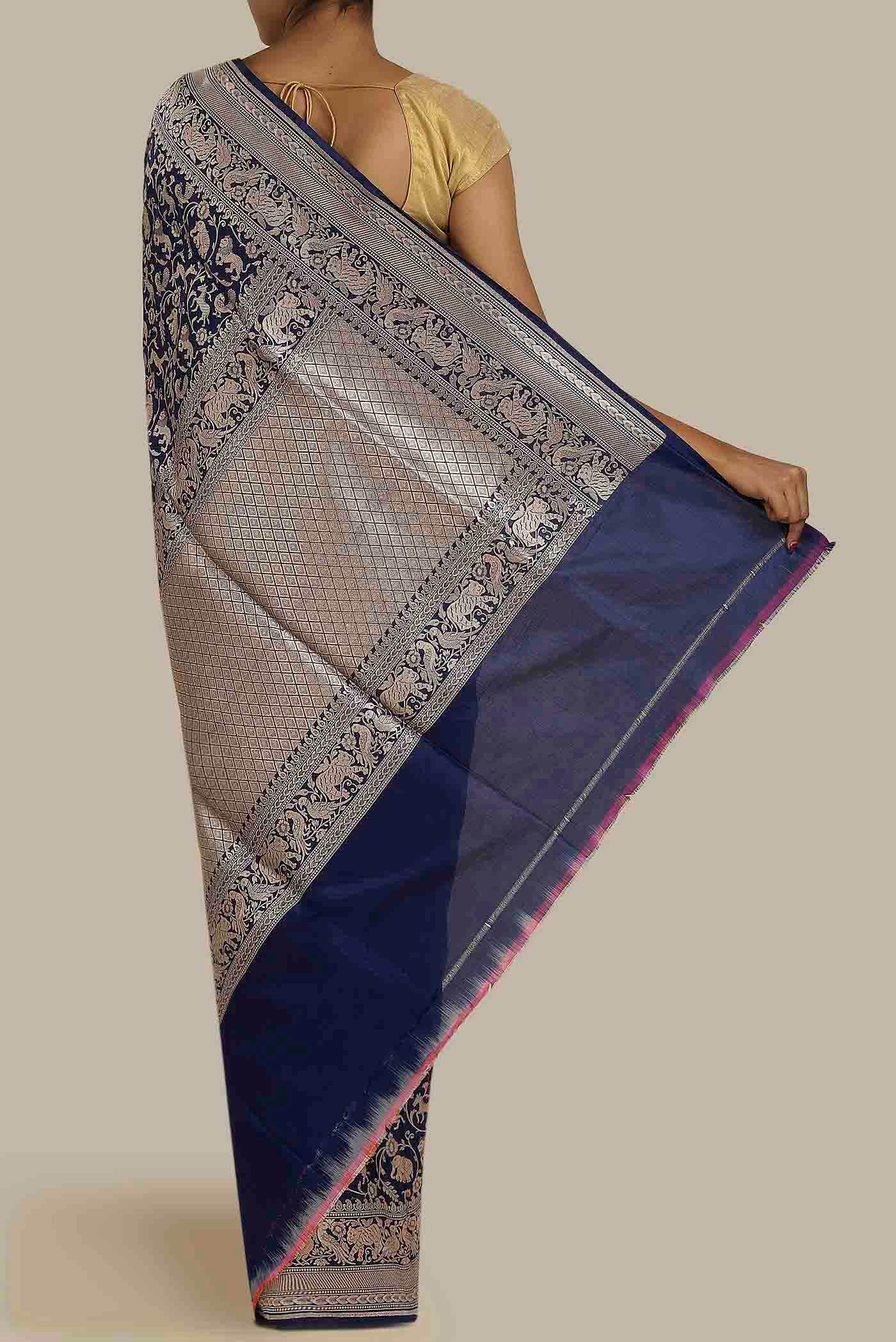 Blue Banarasi Silk Saree