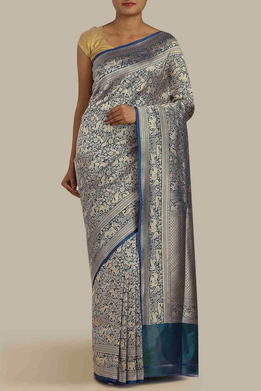 Blue Banarasi Silk Saree