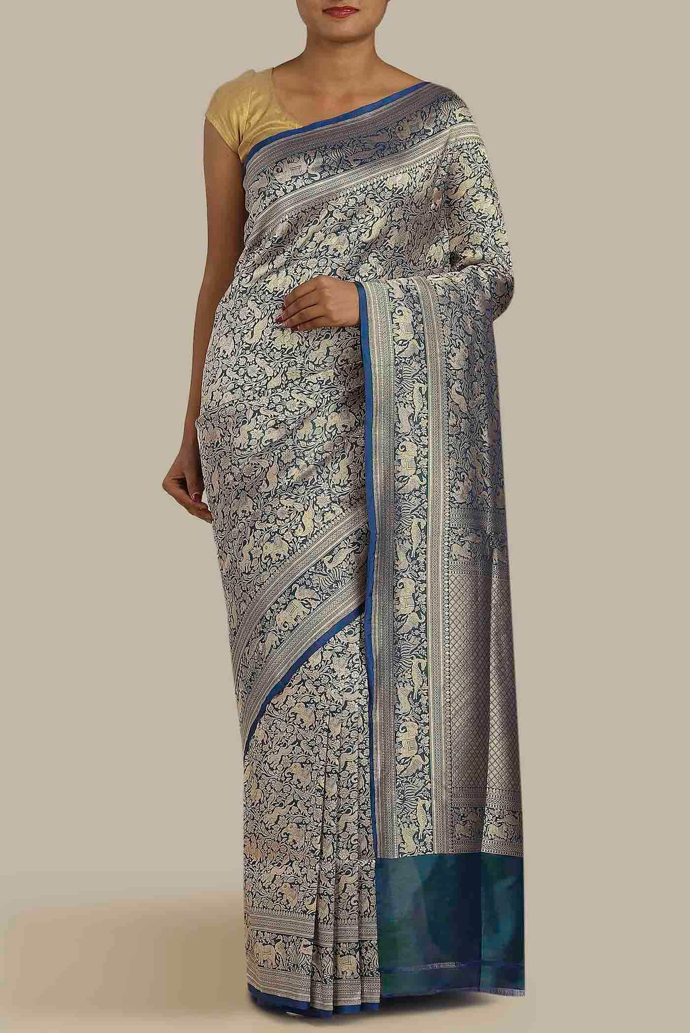 Blue Banarasi Silk Saree