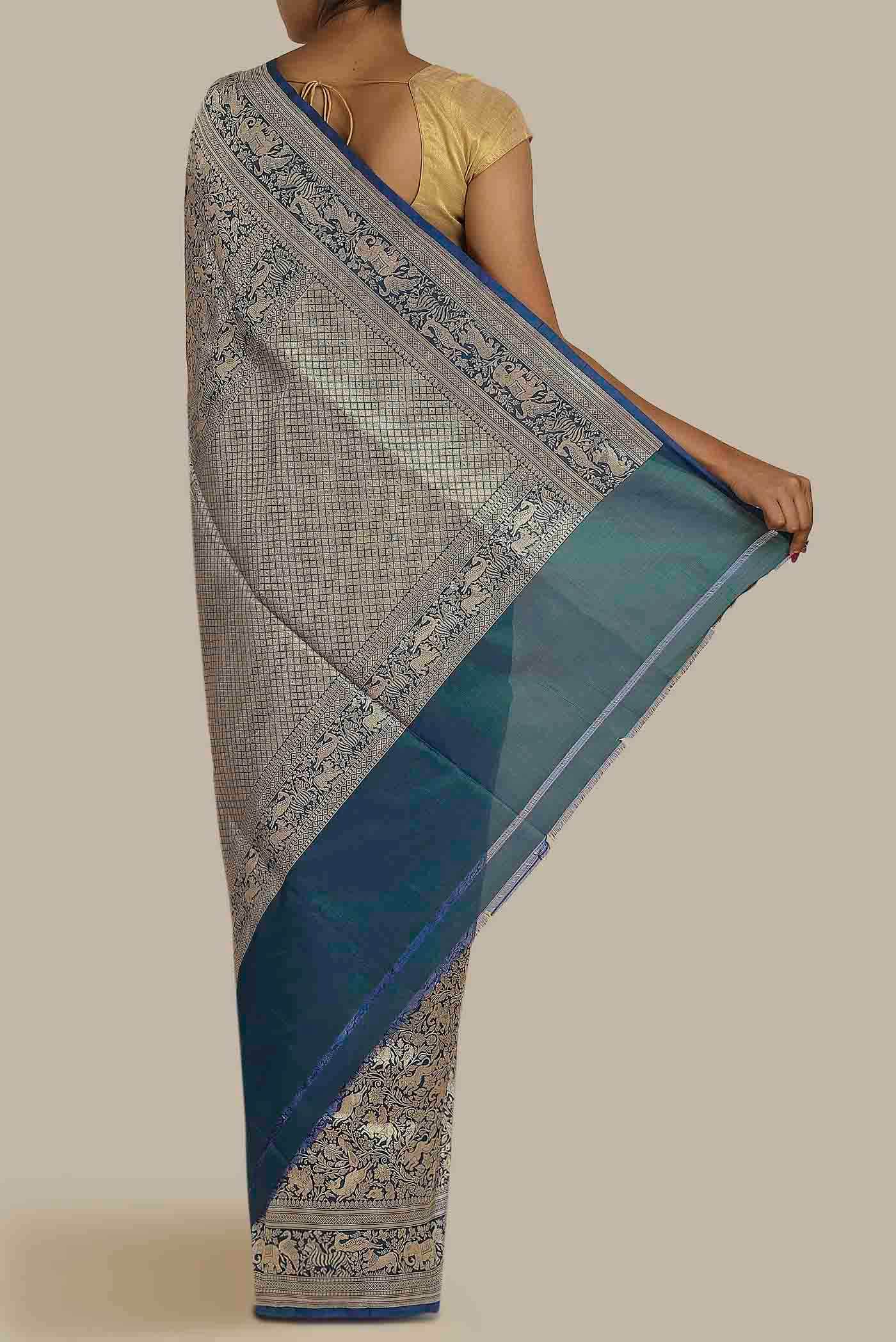 Blue Banarasi Silk Saree