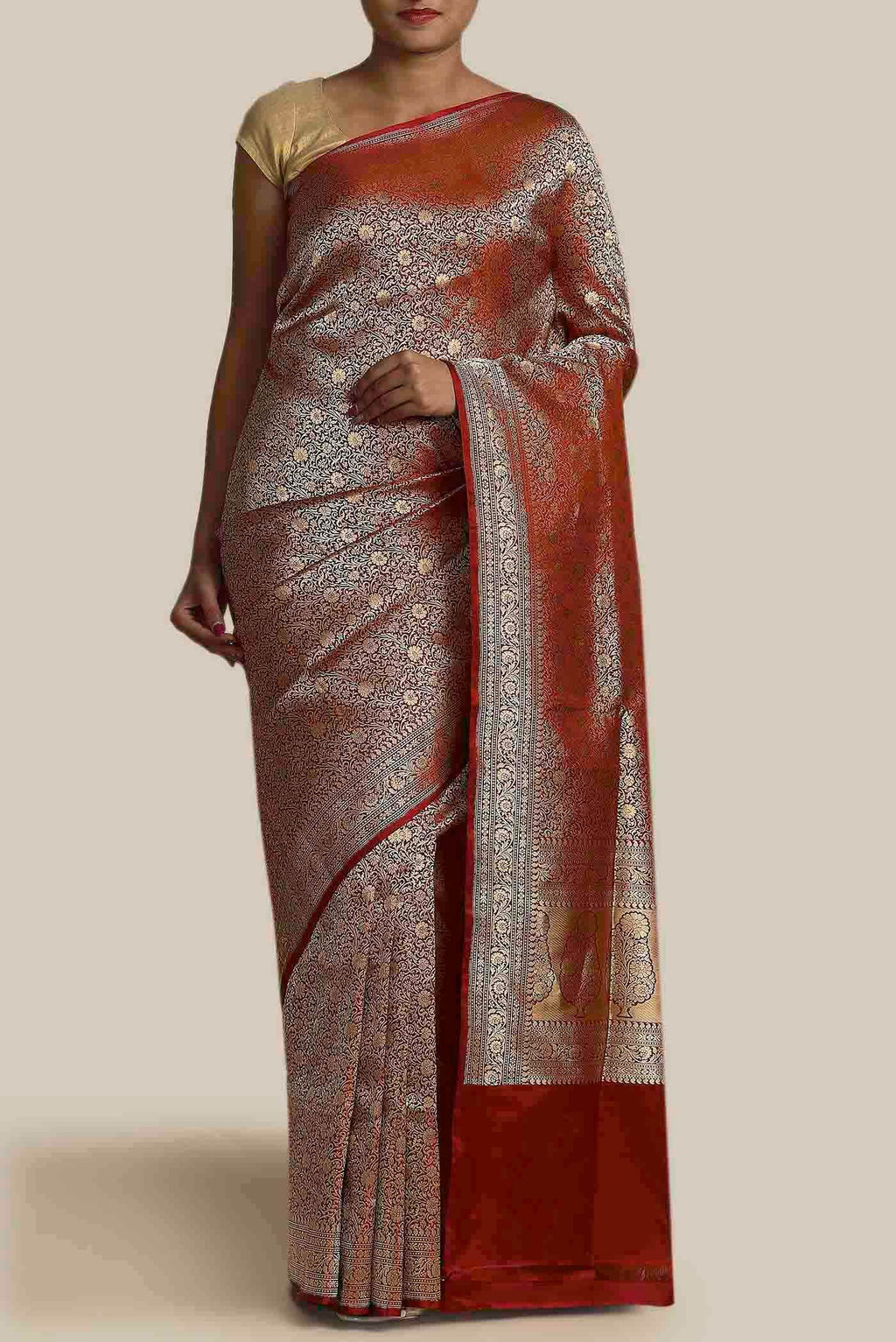 Maroon Banarasi Silk Saree