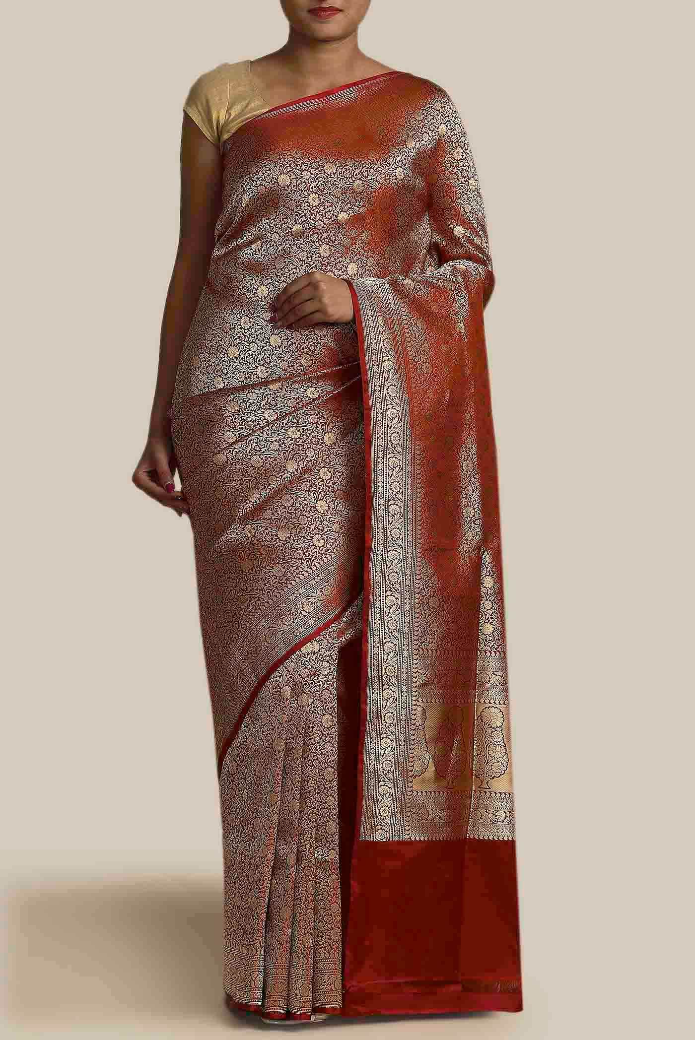 Maroon Banarasi Silk Saree