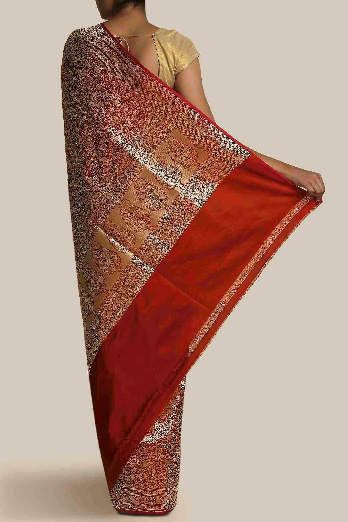 Maroon Banarasi Silk Saree