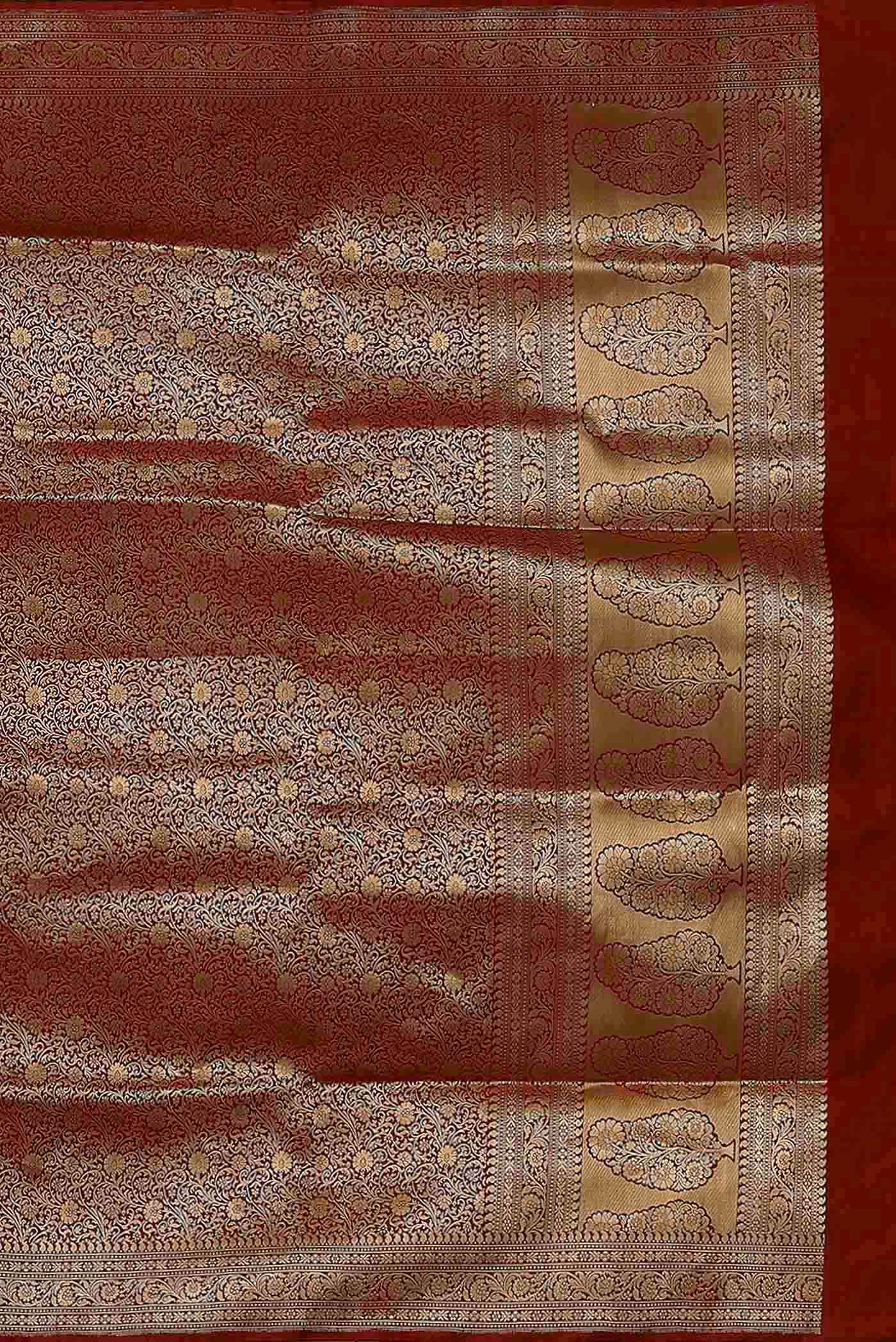 Maroon Banarasi Silk Saree