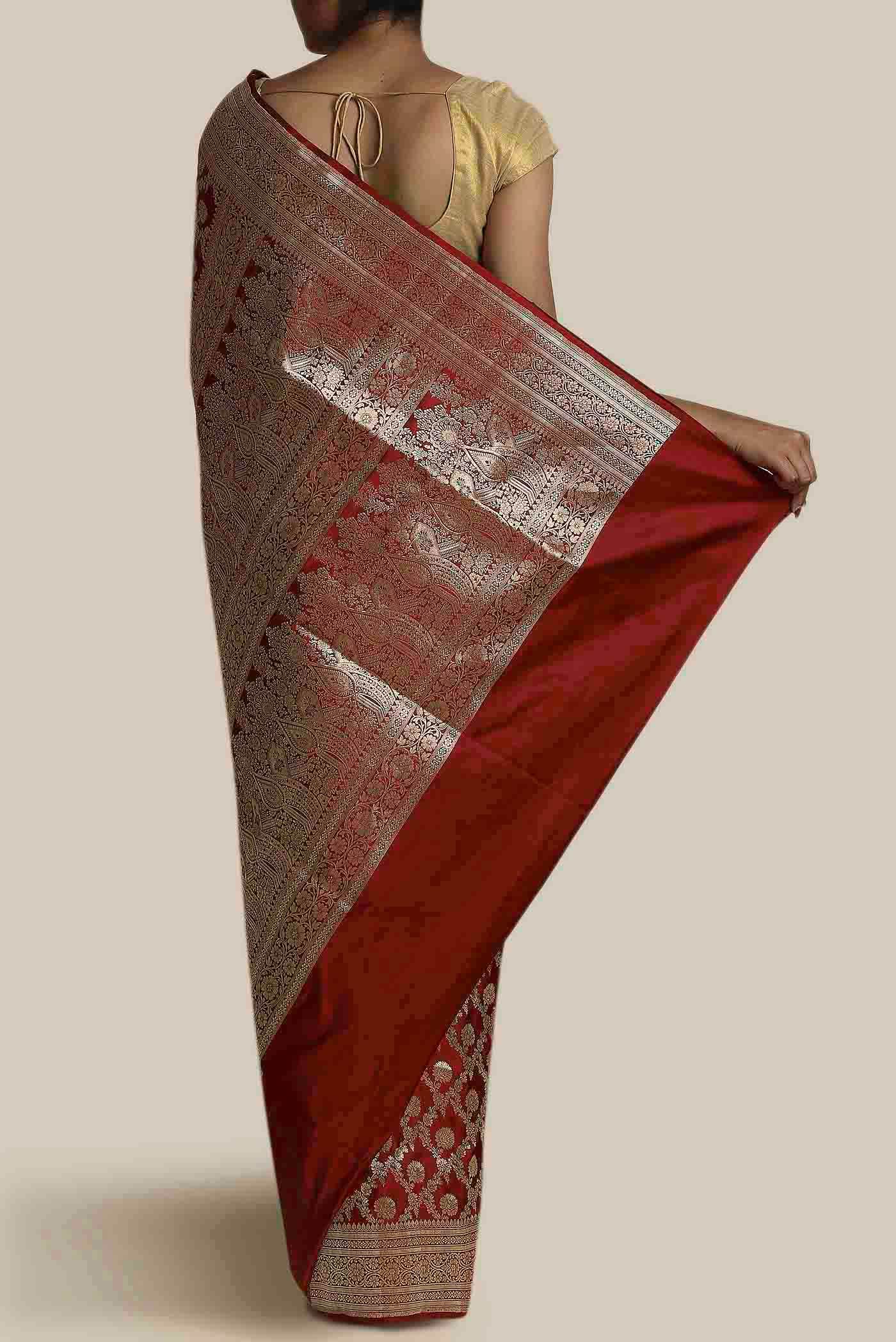 Maroon Banarasi Silk Saree