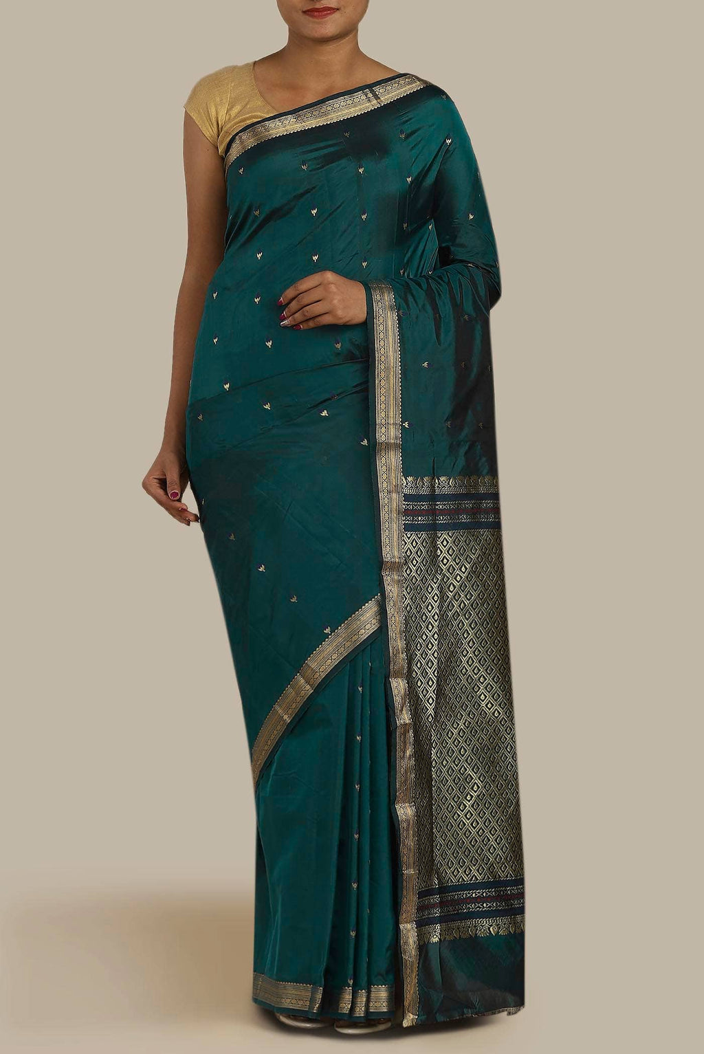 Blue Blended Bangalore Silk Saree