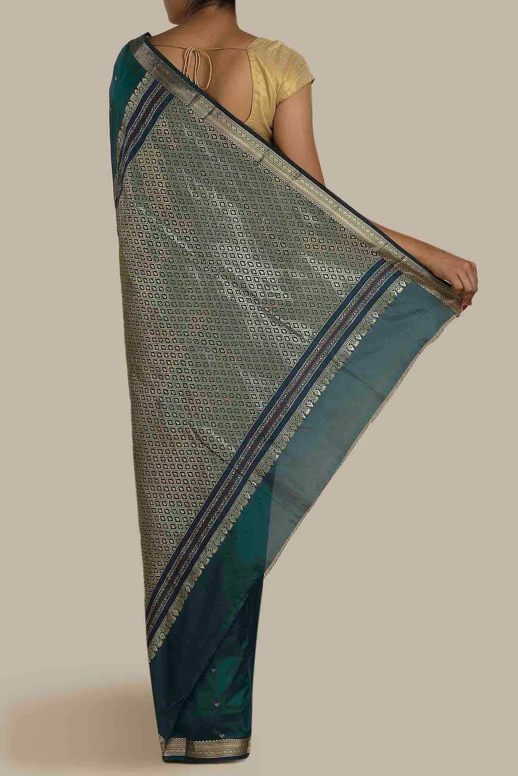 Blue Blended Bangalore Silk Saree