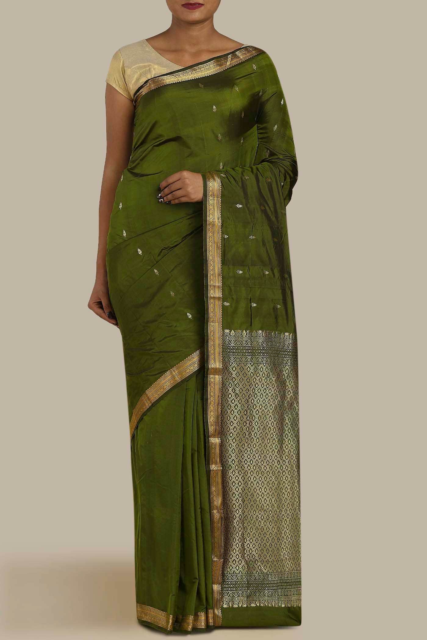 Green Blended Bangalore Silk Saree