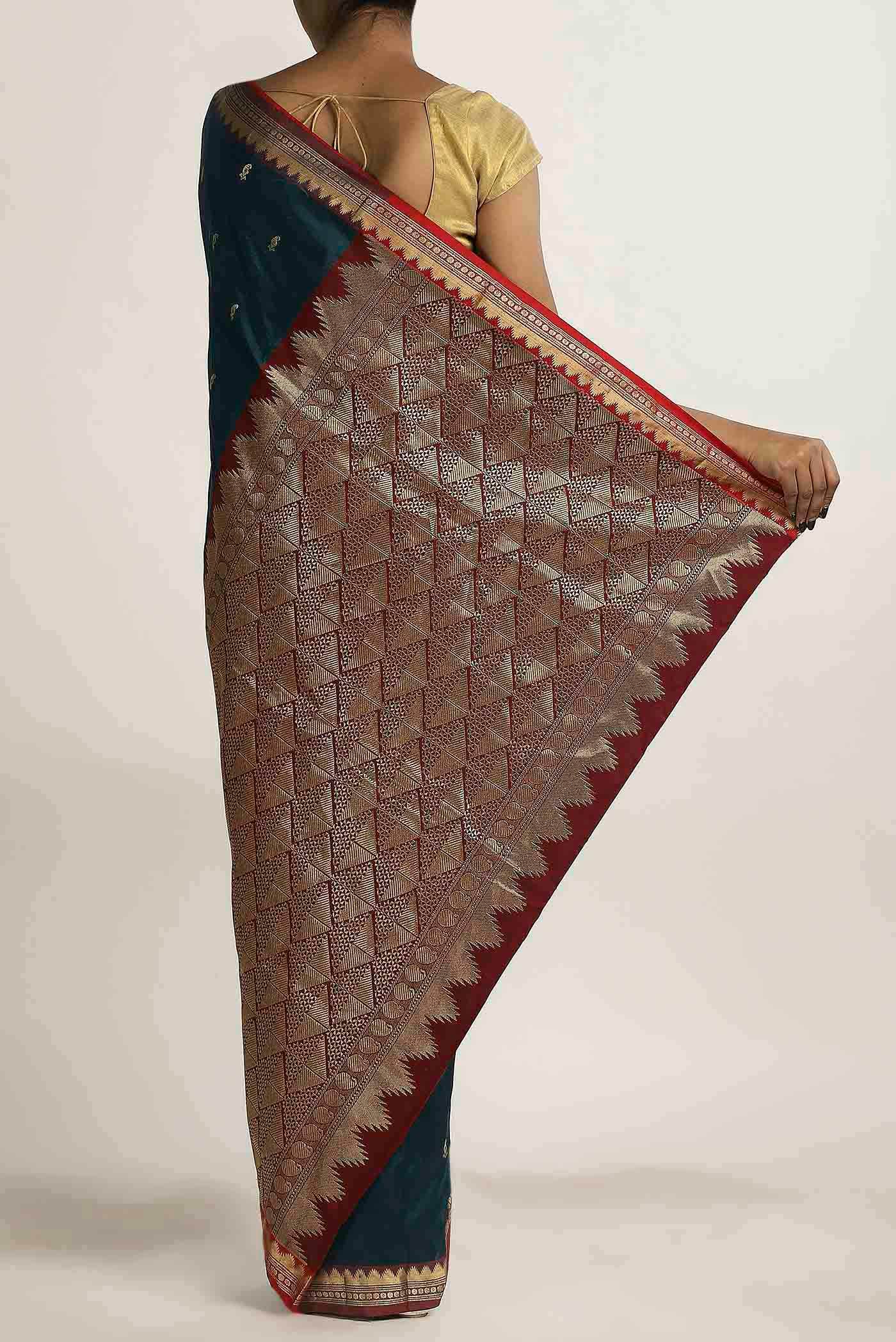 Blue Blended Bangalore Silk Saree