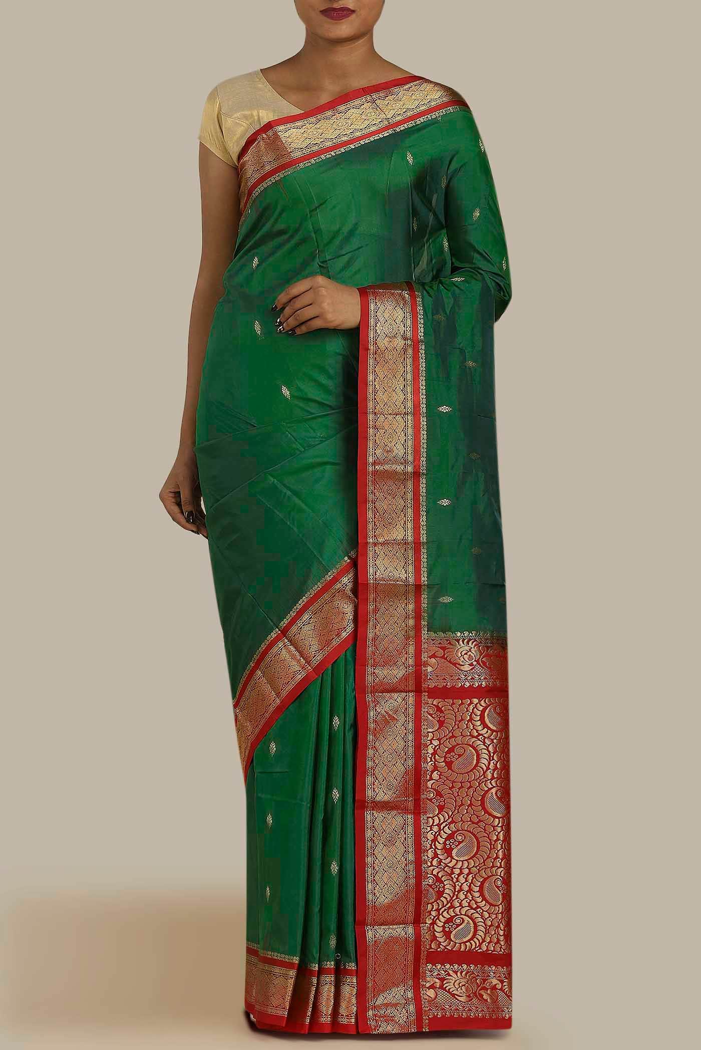 Green Bangalore Silk Saree