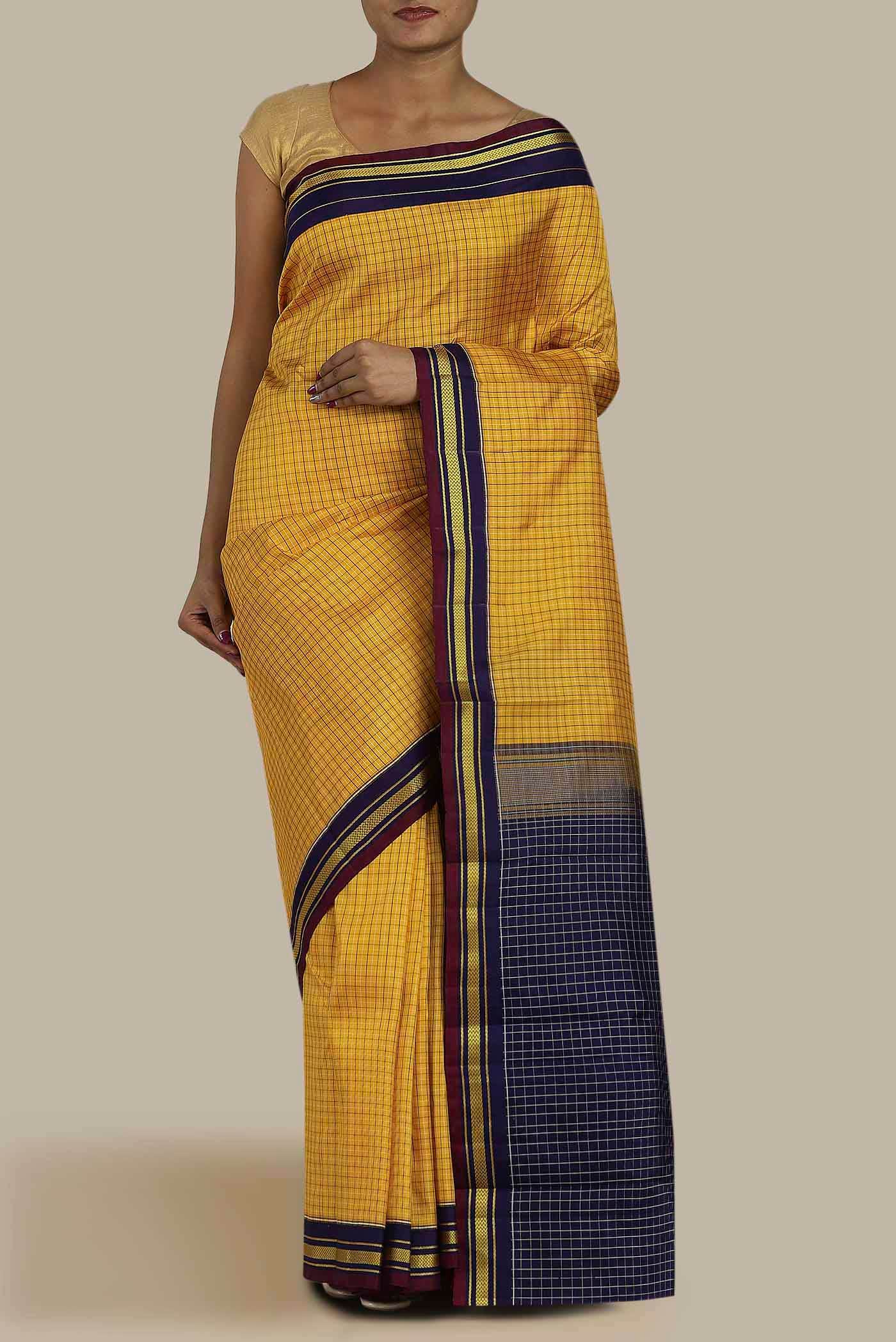 Yellow Kanchipuram Silk Saree
