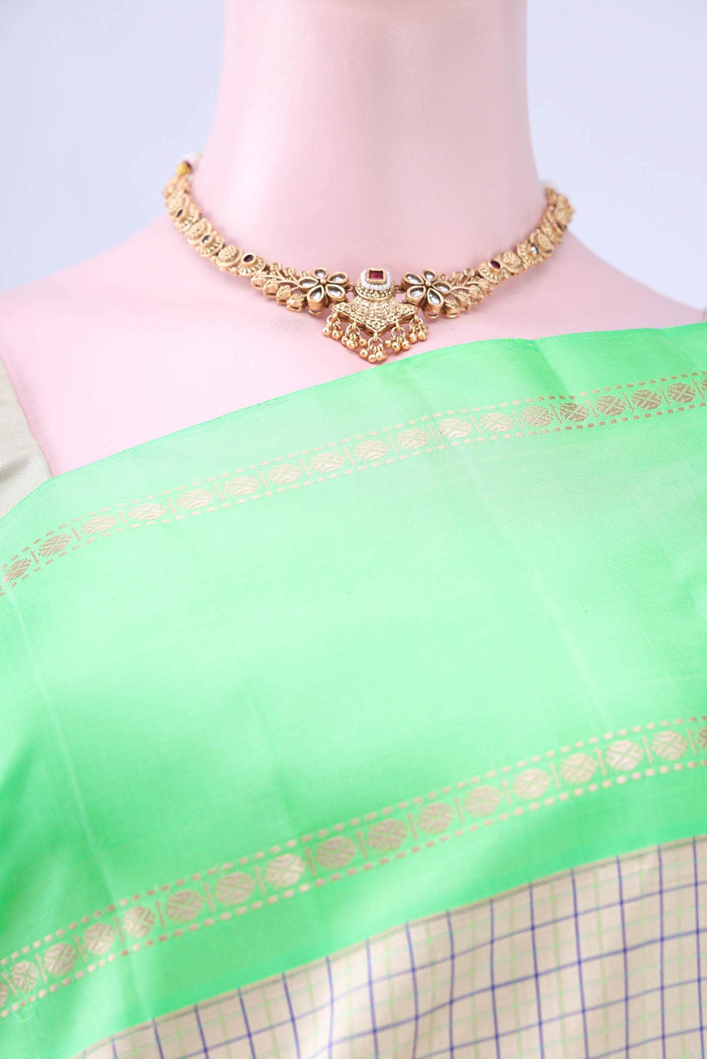 Beige Kanchipuram Silk Saree