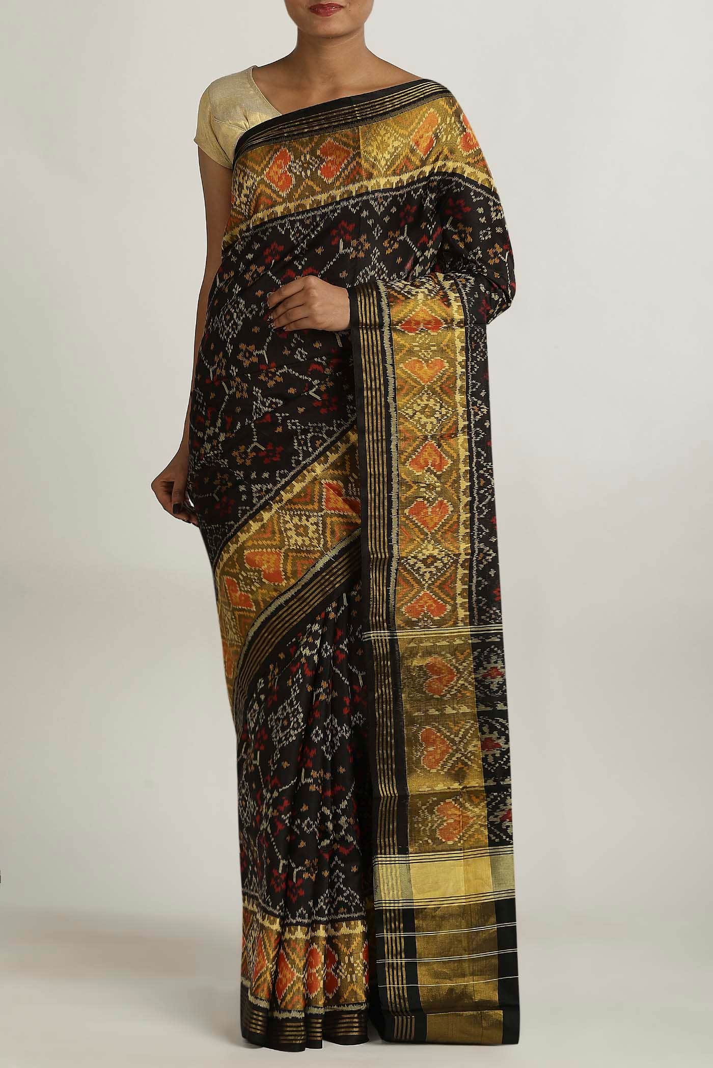 Black Rajkot Patola Silk Saree