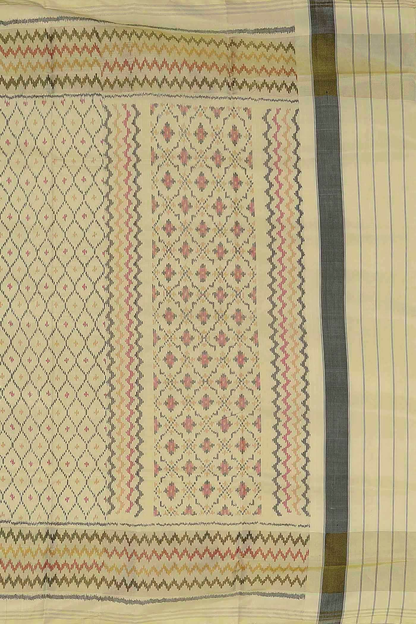 Cream Rajkot Patola Silk Saree