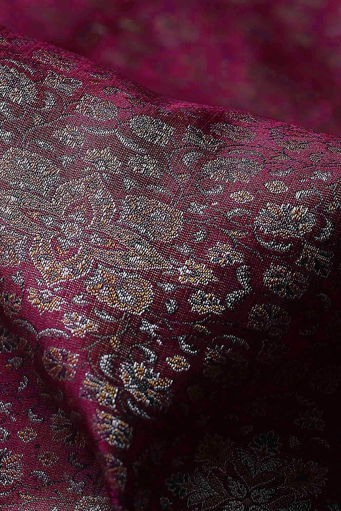 Maroon Banarasi Tanchoi Silk Saree