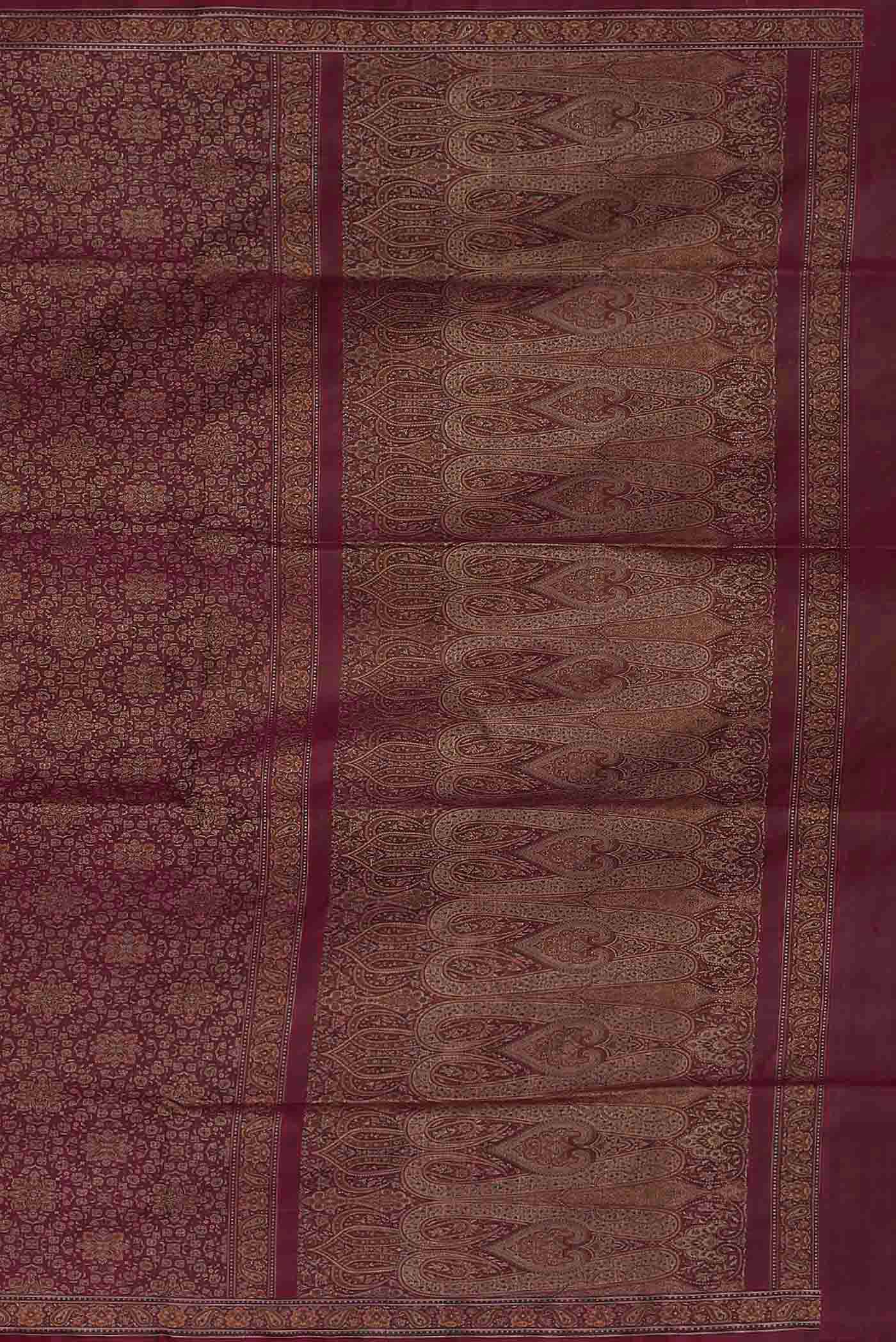 Maroon Banarasi Tanchoi Silk Saree