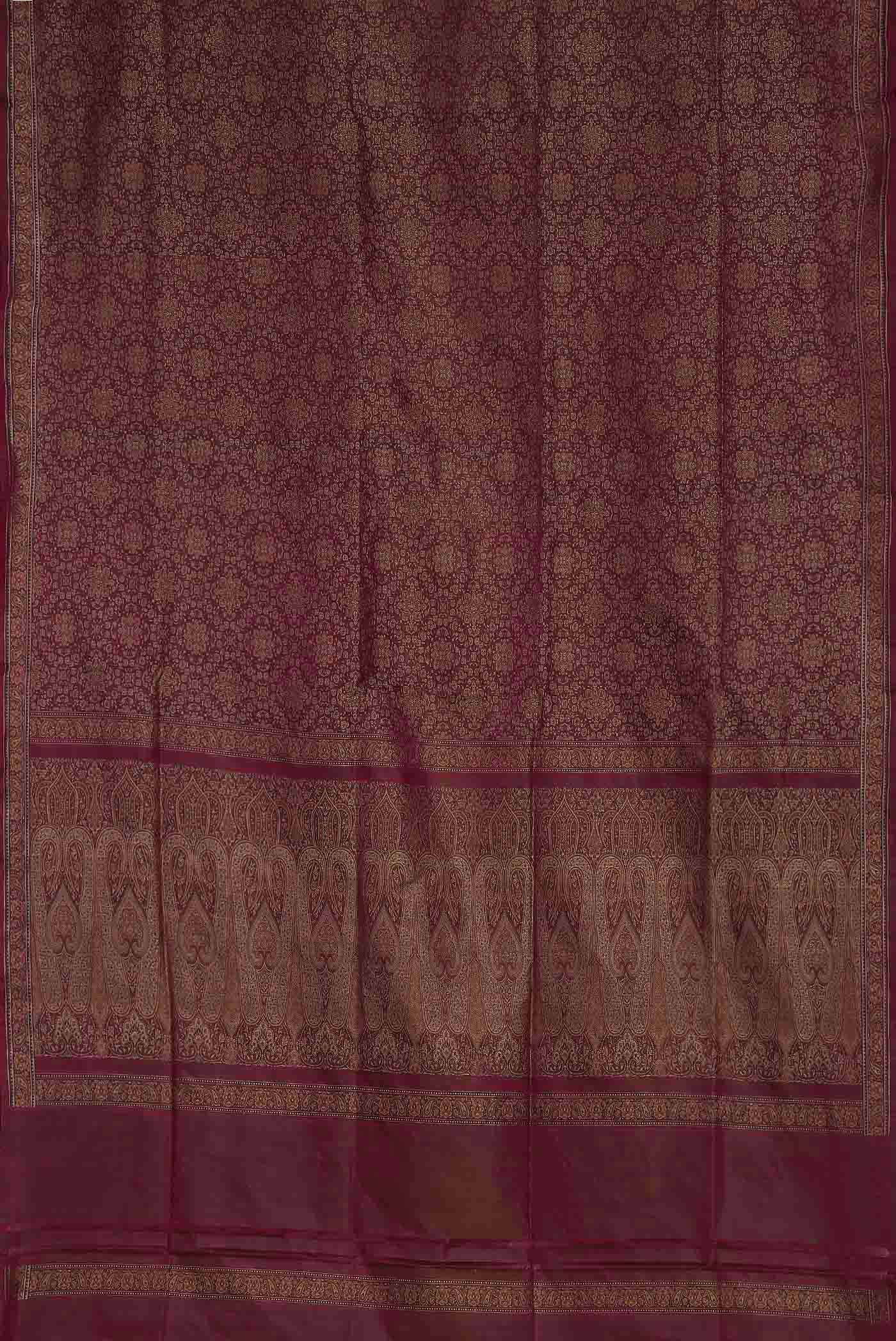 Maroon Banarasi Tanchoi Silk Saree