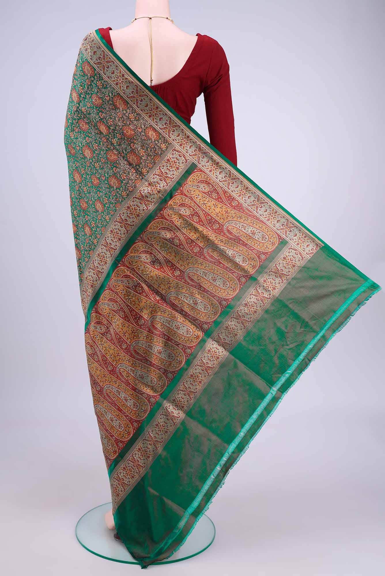 Green Banarasi Tanchoi Silk Saree
